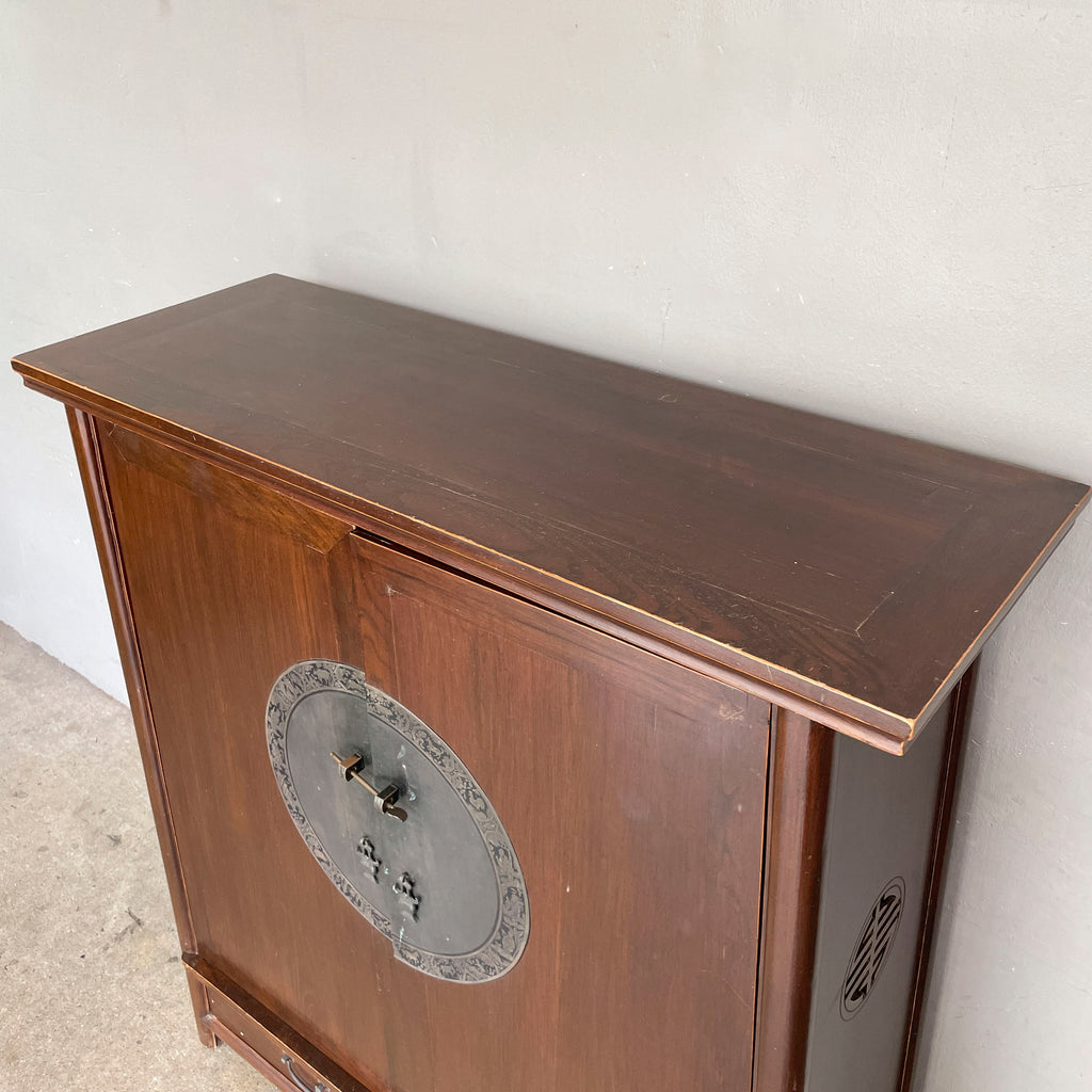 Elm Cabinet with Brass Medallion