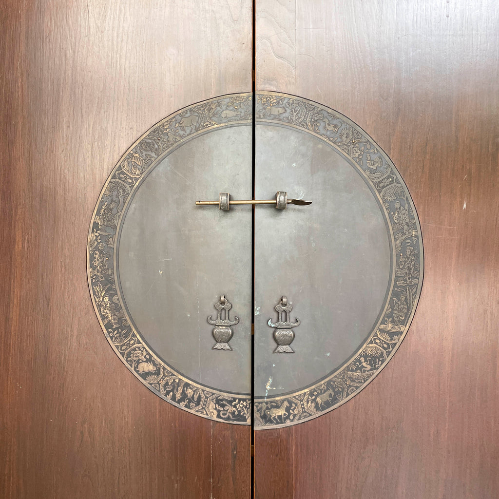 Elm Cabinet with Brass Medallion