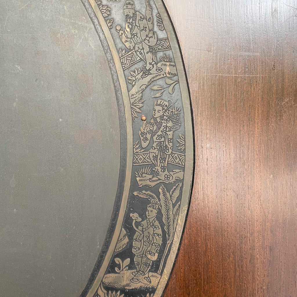 Elm Cabinet with Brass Medallion