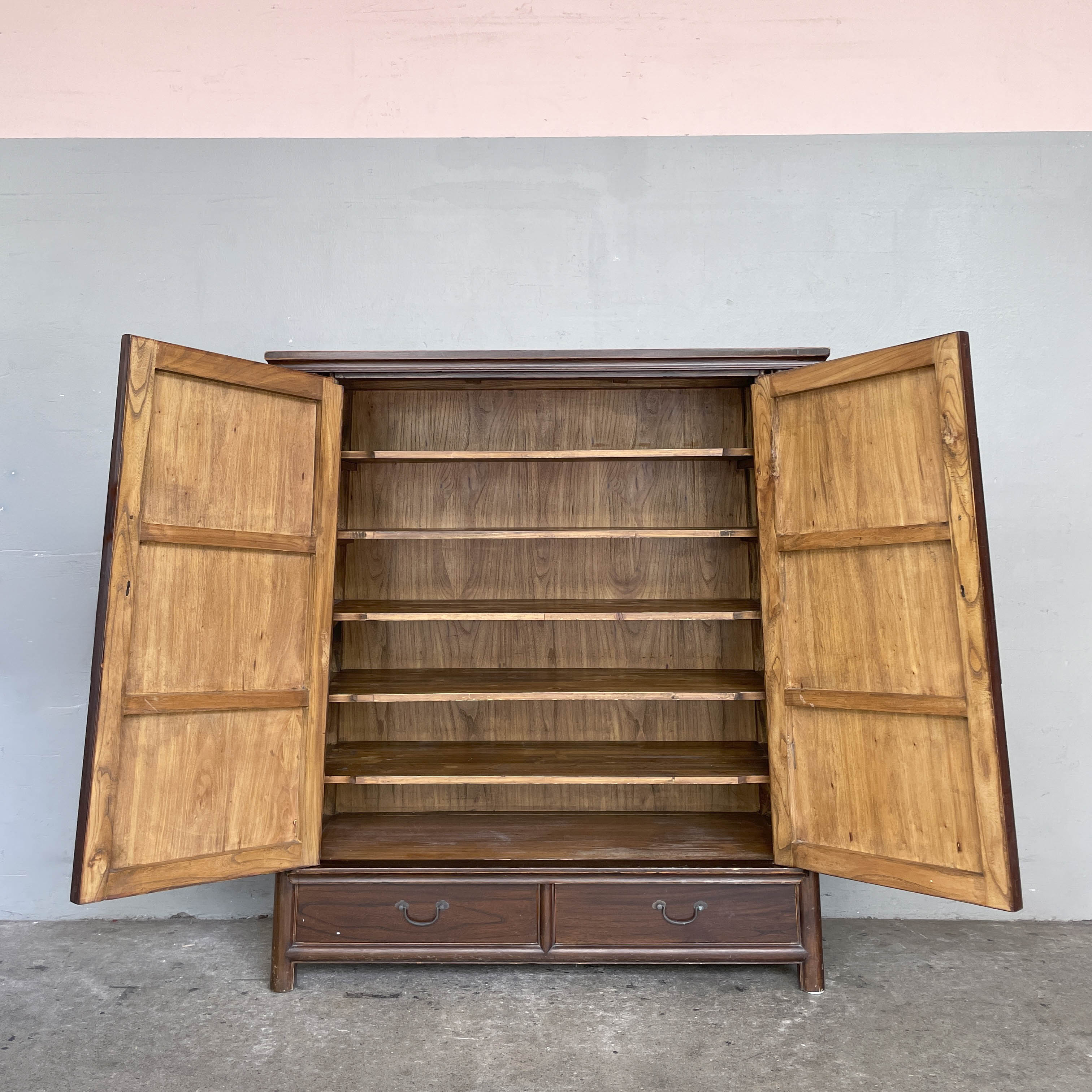 Elm Cabinet with Brass Medallion
