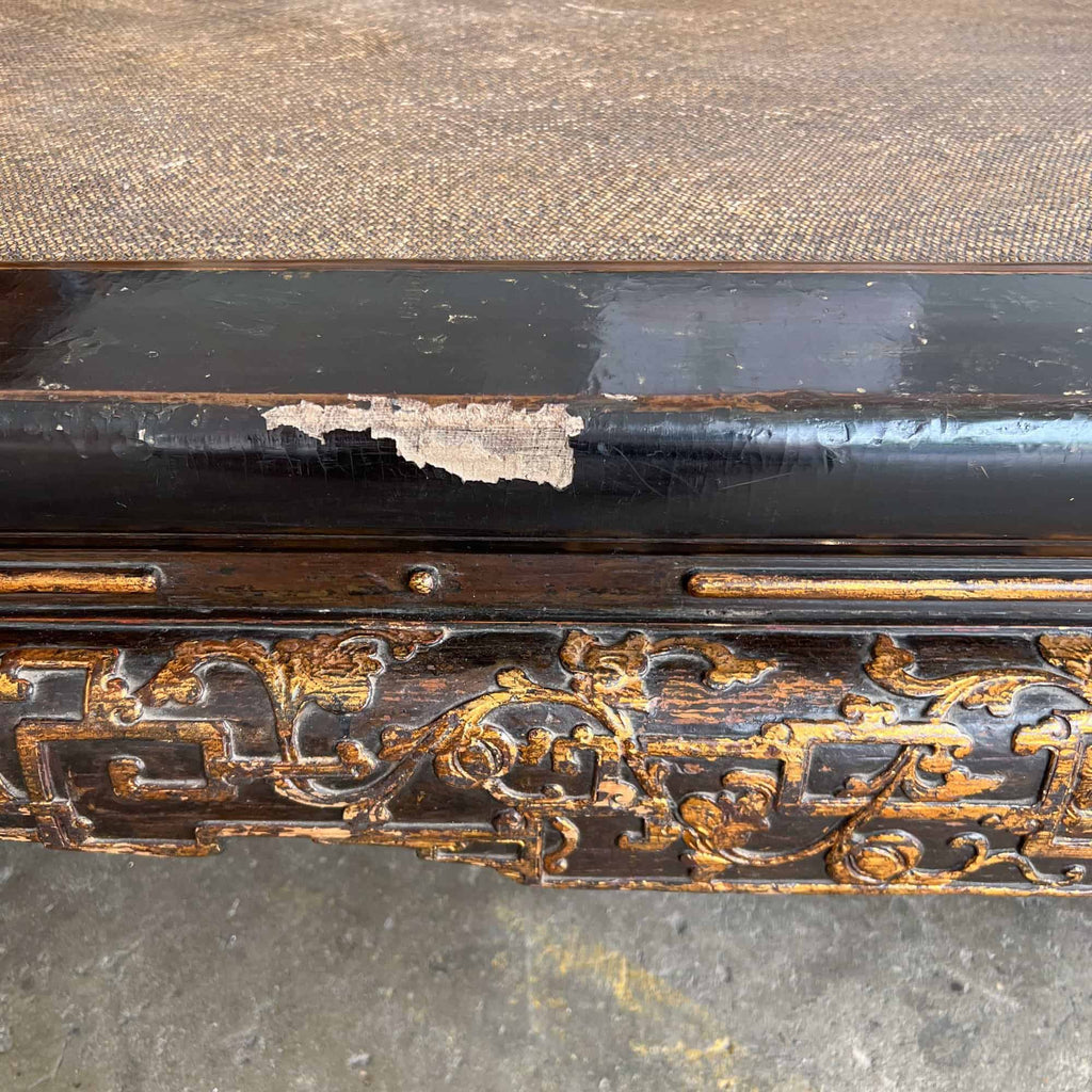 Chao Zhou Lacquered Opium Bed 潮州古董黑漆金镶鸦片床