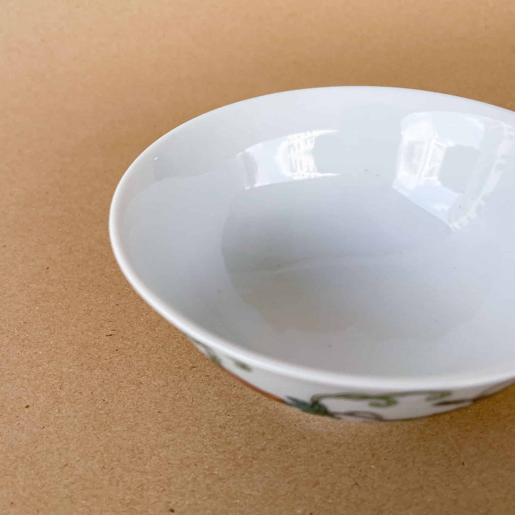 Vintage Porcelain 13cm ⌀ Soup Bowl with Butterfly Motifs Overglaze