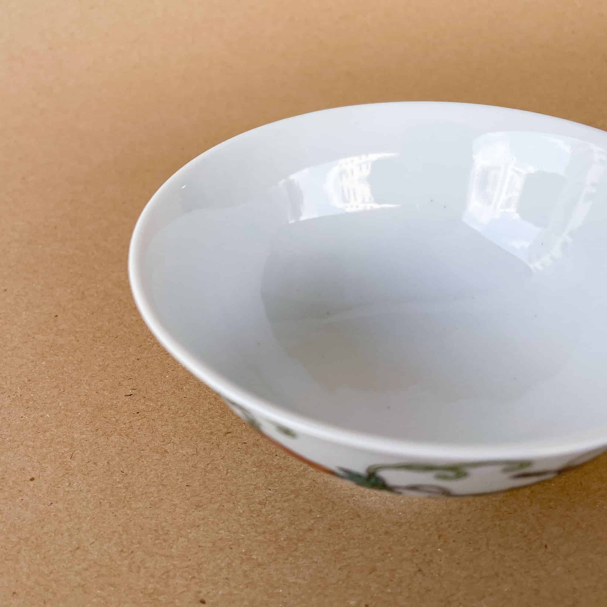 Vintage Porcelain 13cm ⌀ Soup Bowl with Butterfly Motifs Overglaze