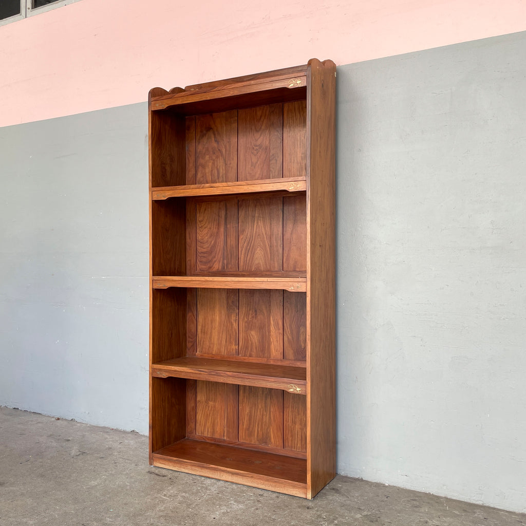 Indian Rosewood Shelving Unit with Brass Inlay