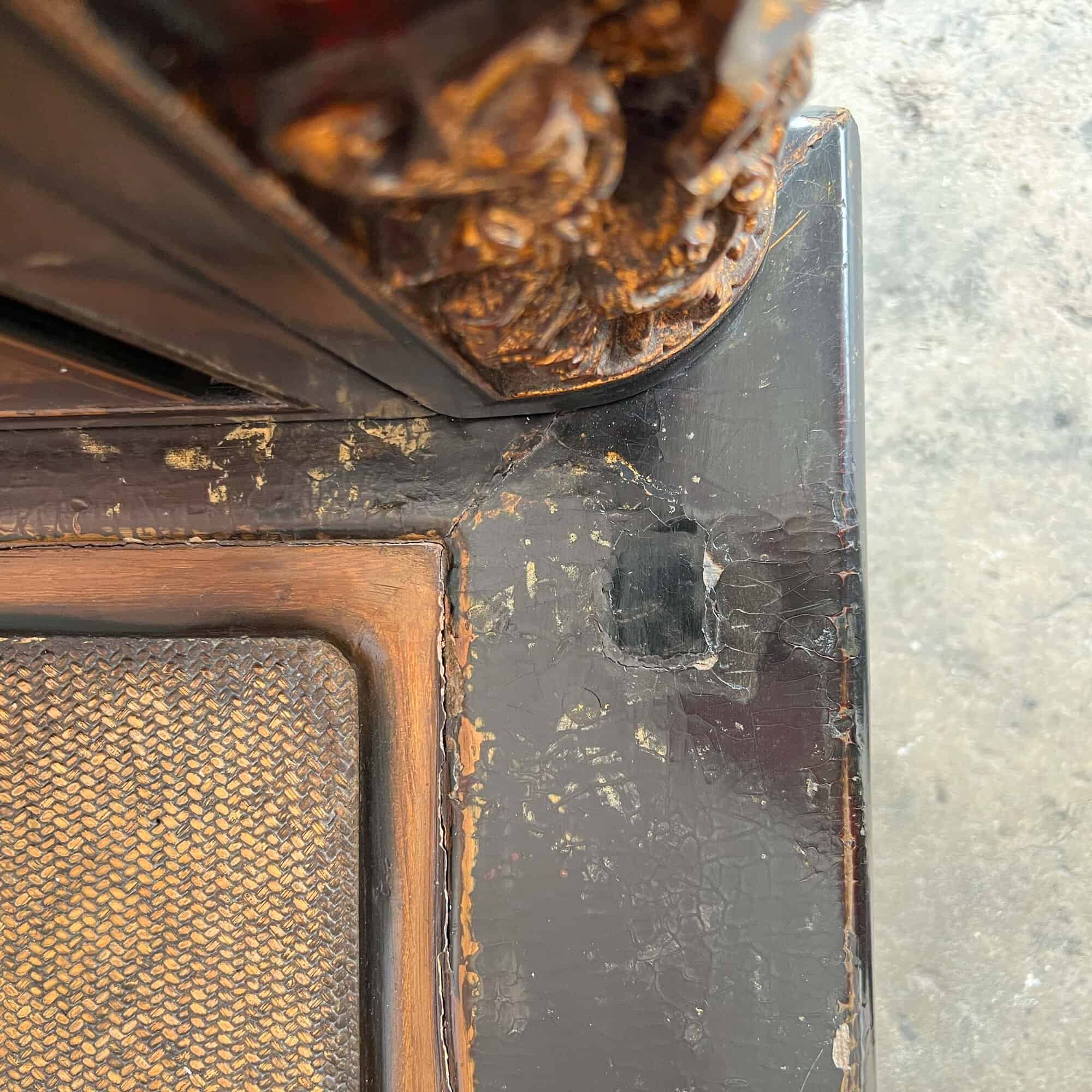 Chao Zhou Lacquered Opium Bed 潮州古董黑漆金镶鸦片床