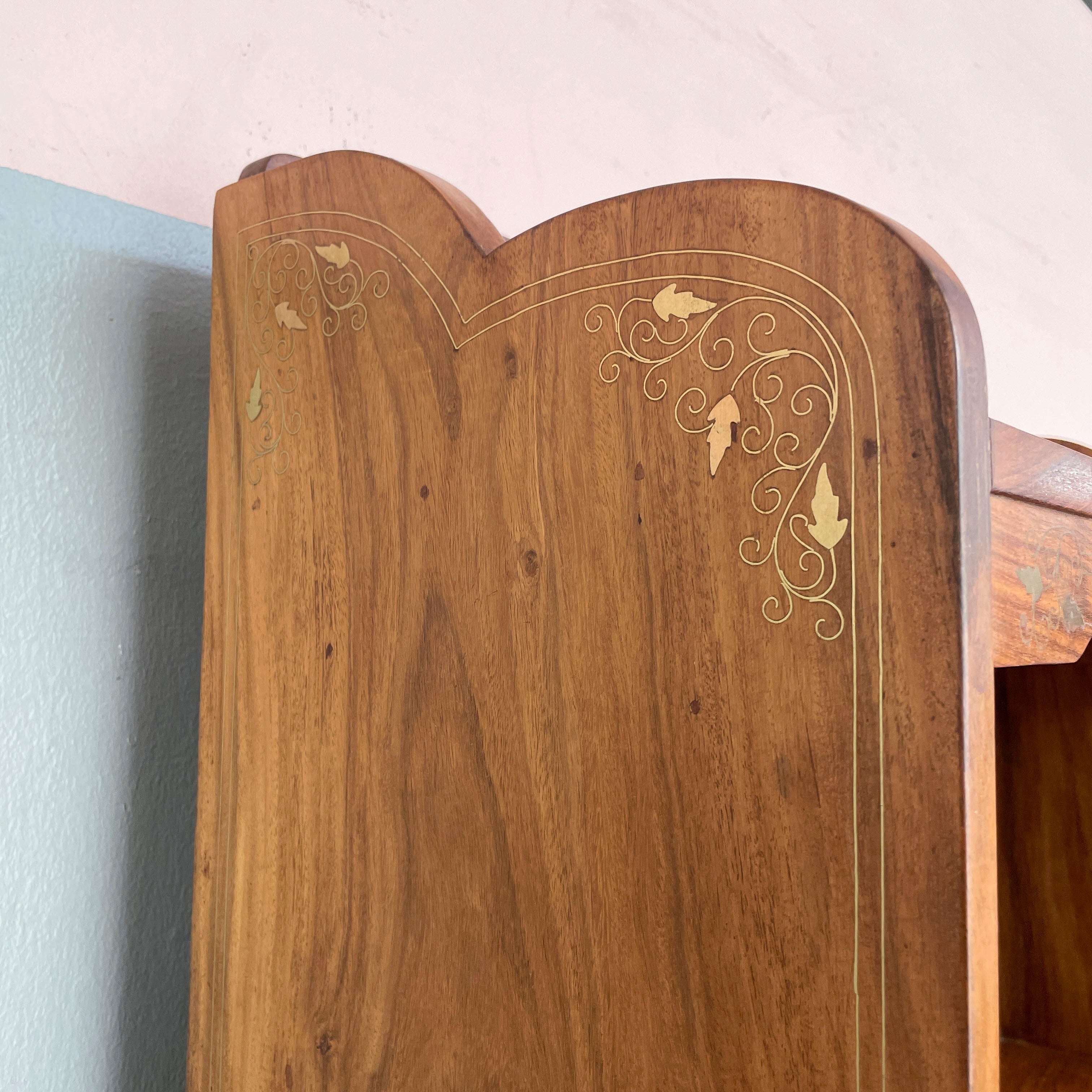 Indian Rosewood Shelving Unit with Brass Inlay