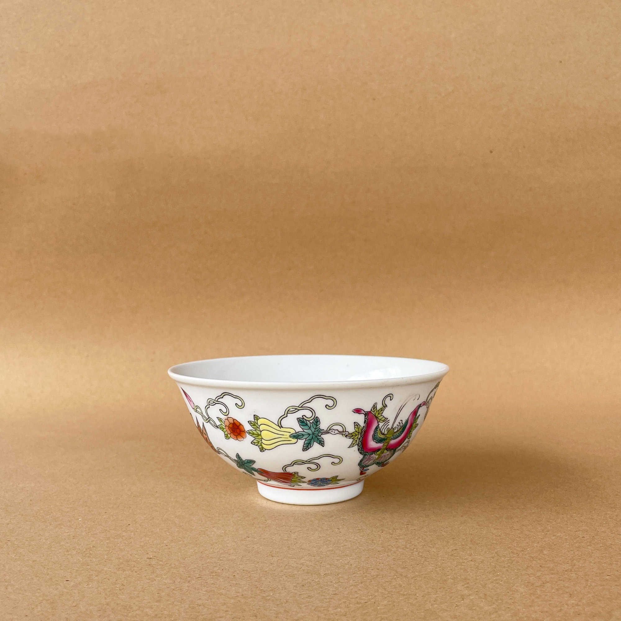 Vintage Porcelain 13cm ⌀ Soup Bowl with Butterfly Motifs Overglaze
