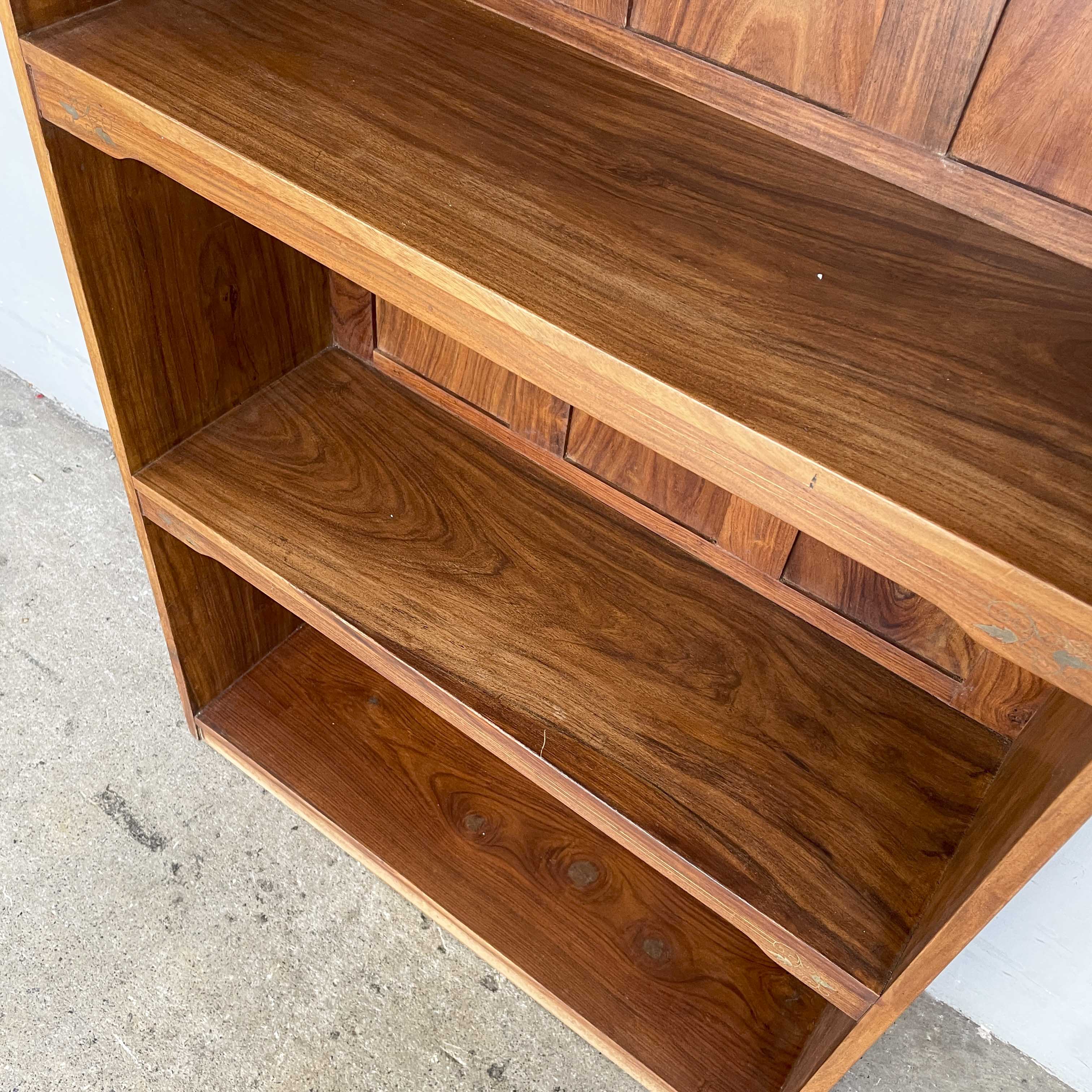 Indian Rosewood Shelving Unit with Brass Inlay