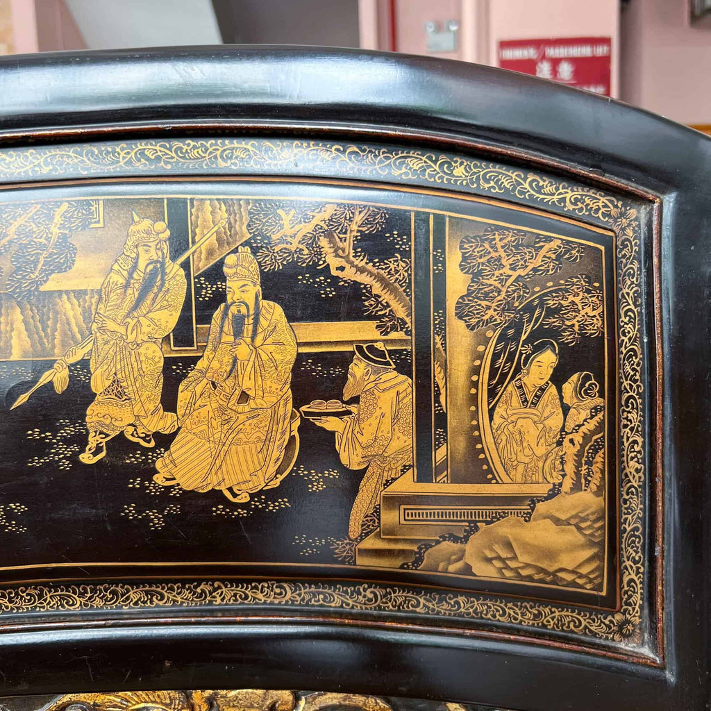 Chao Zhou Lacquered Opium Bed 潮州古董黑漆金镶鸦片床