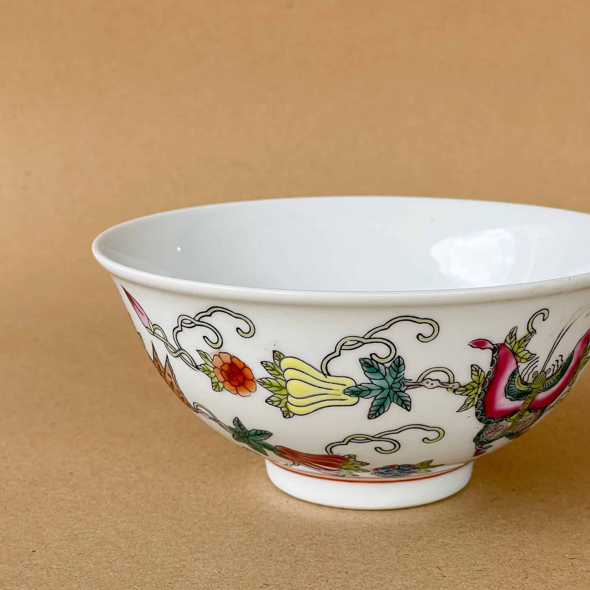 Vintage Porcelain 13cm ⌀ Soup Bowl with Butterfly Motifs Overglaze