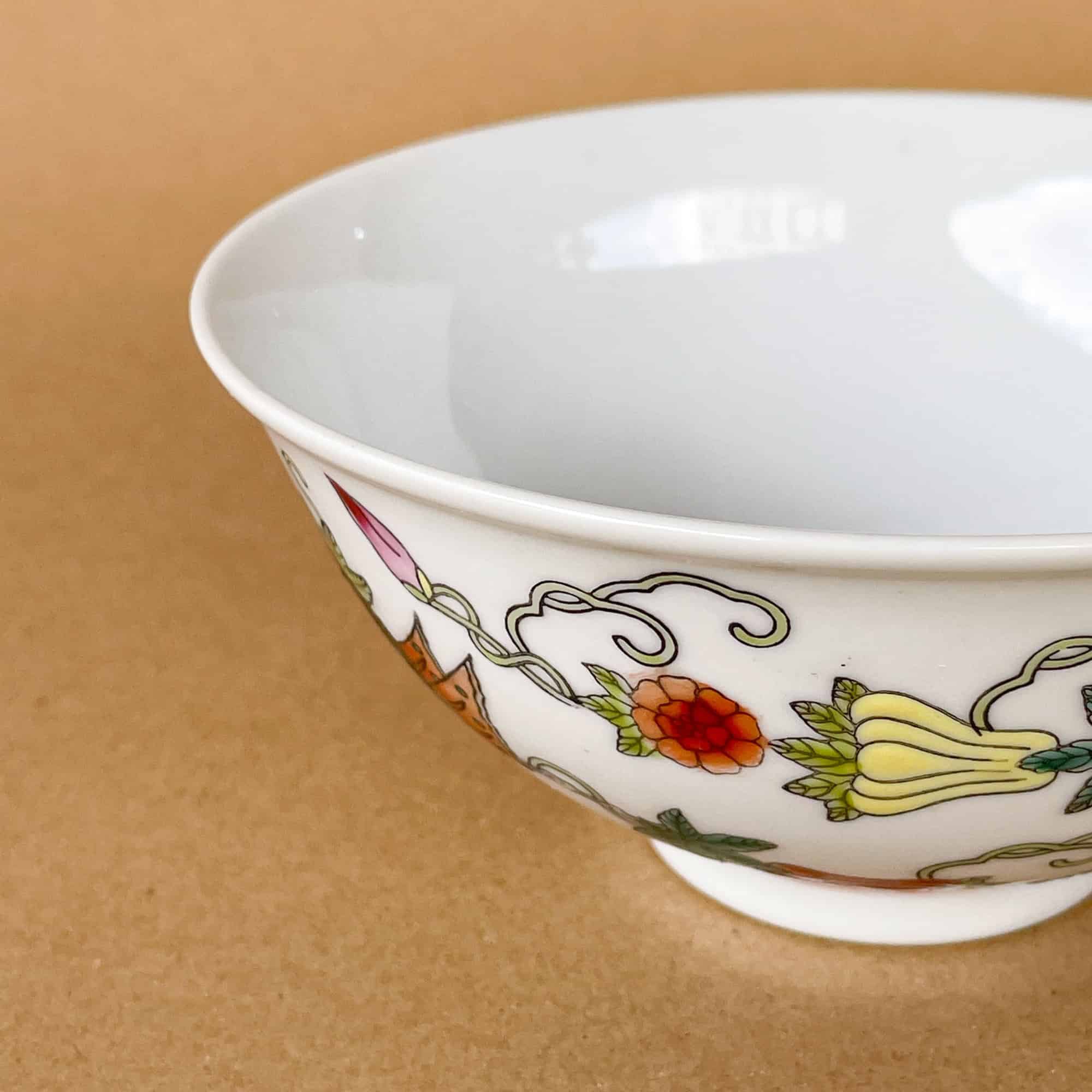 Vintage Porcelain 13cm ⌀ Soup Bowl with Butterfly Motifs Overglaze
