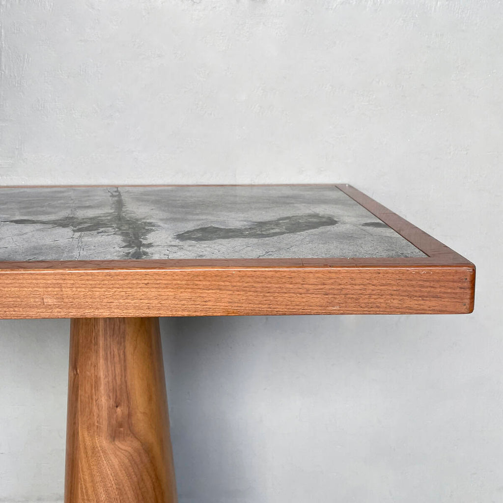 Small Square Marble Top Pedestal Table (75 x 60cm)