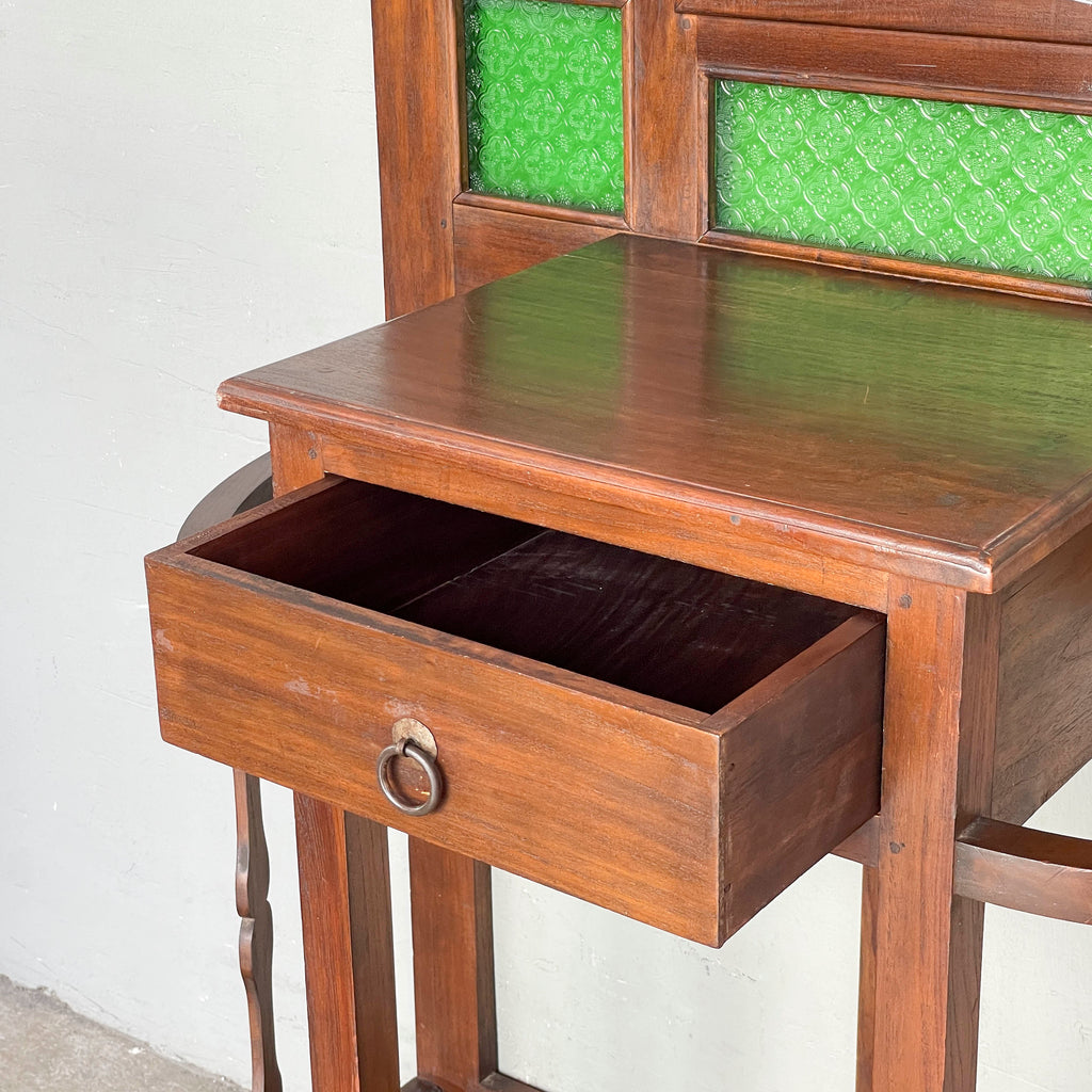 Vintage Hall Stand with Green Stained Glass