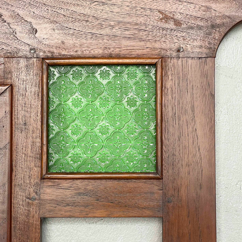 Vintage Hall Stand with Green Stained Glass