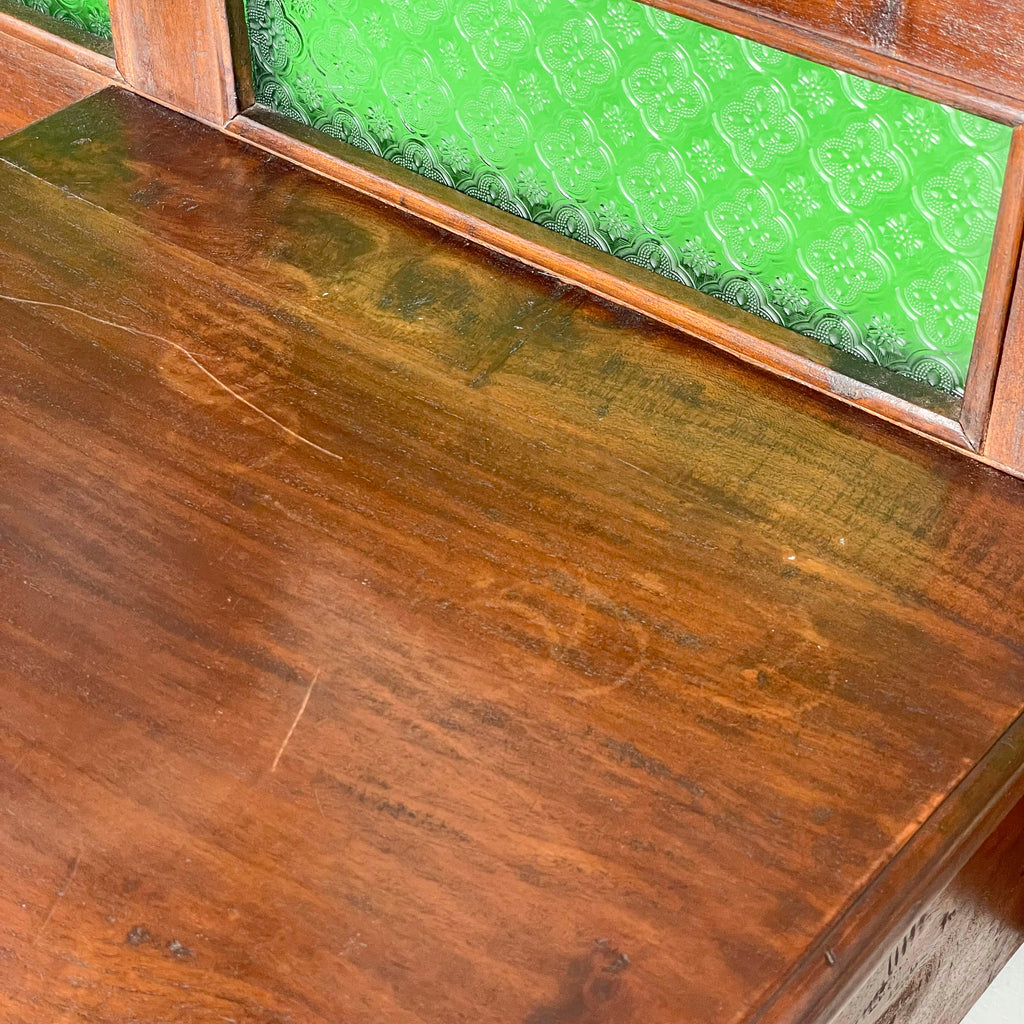 Vintage Hall Stand with Green Stained Glass