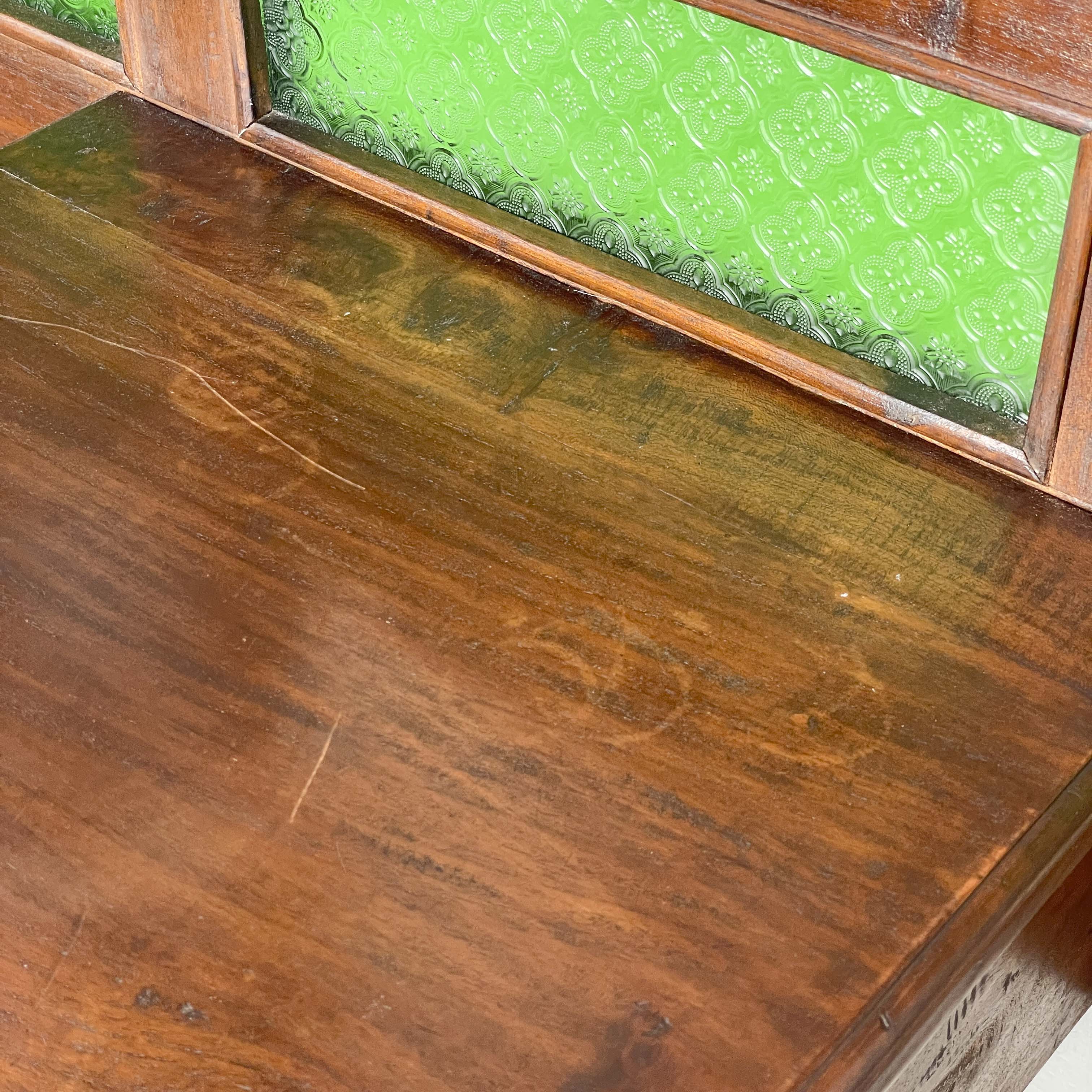 Vintage Hall Stand with Green Stained Glass