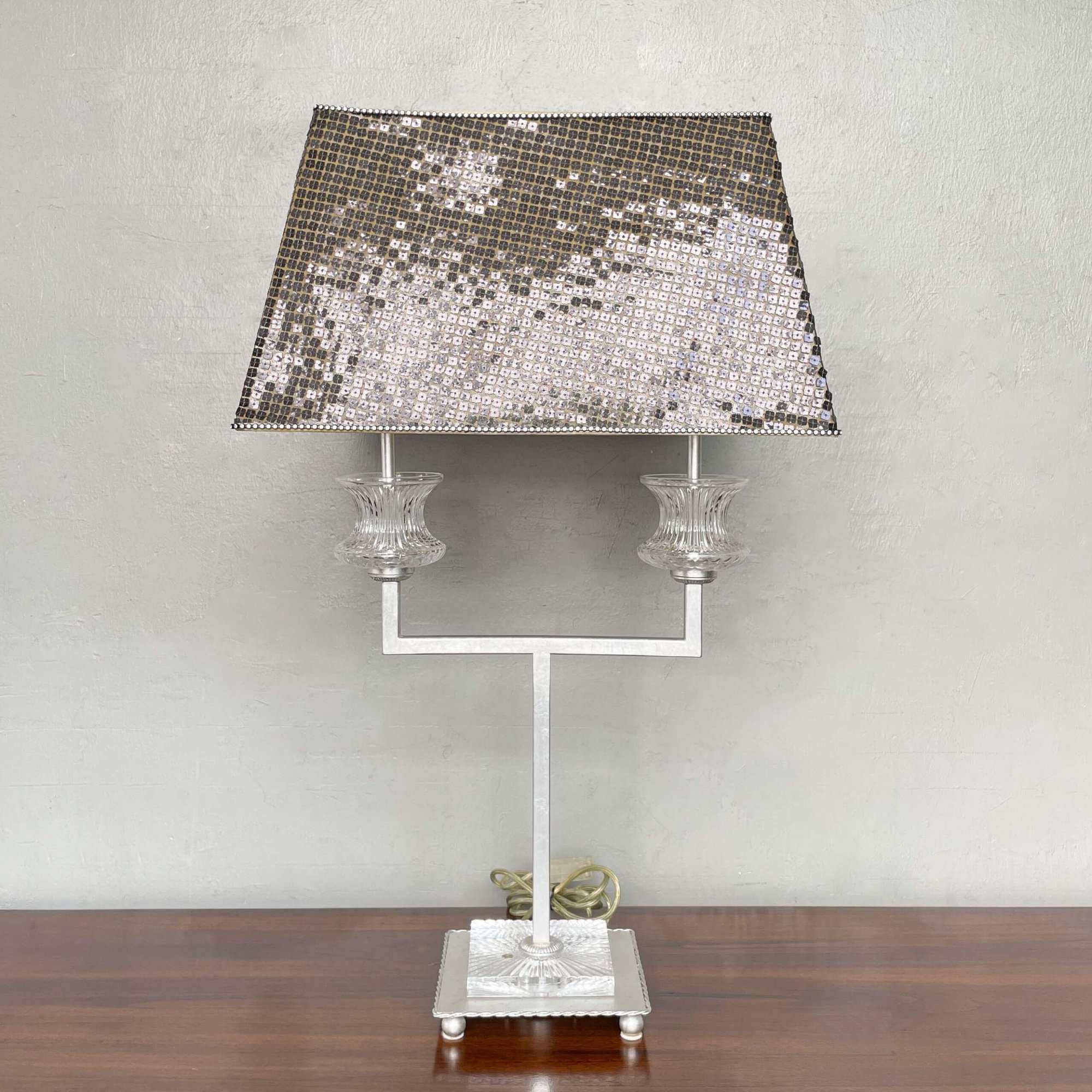 Crystal "Candelabra" Table Lamp with Sequin Shade