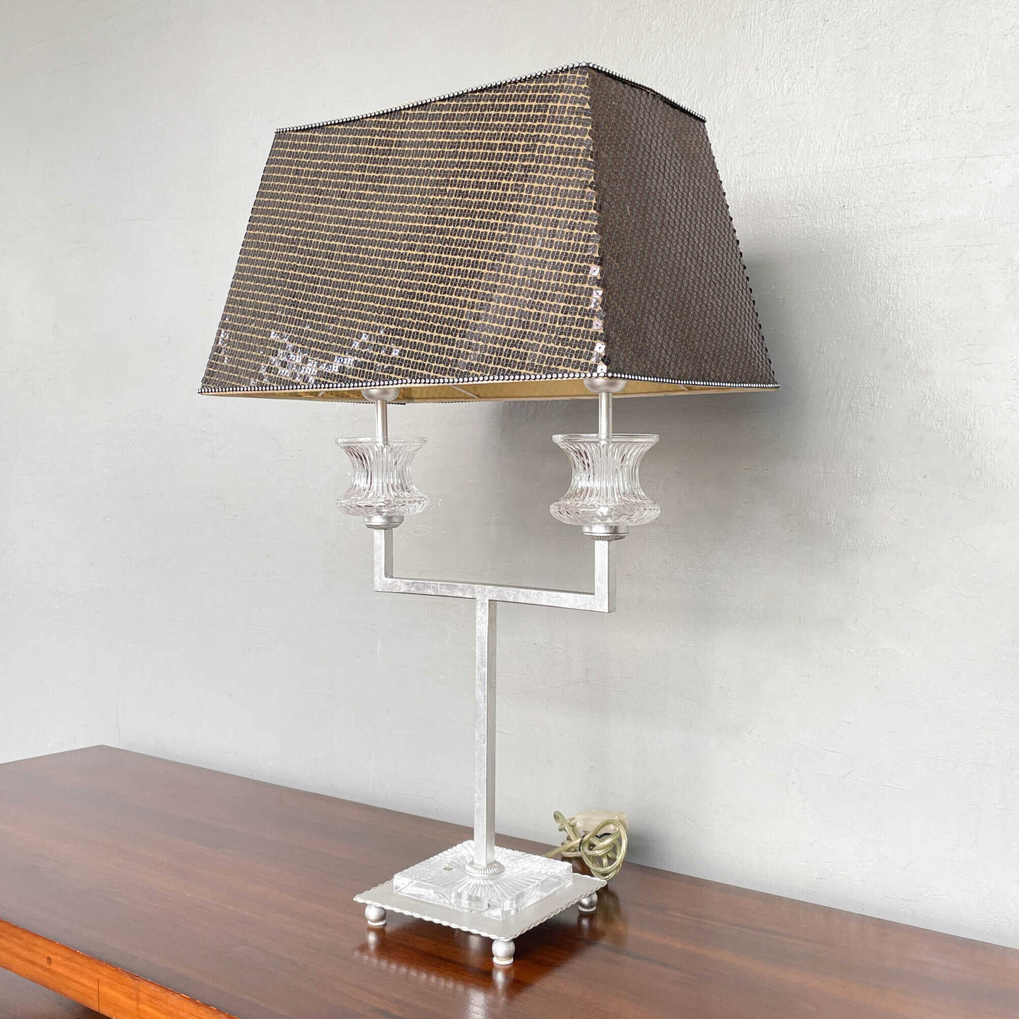Crystal "Candelabra" Table Lamp with Sequin Shade