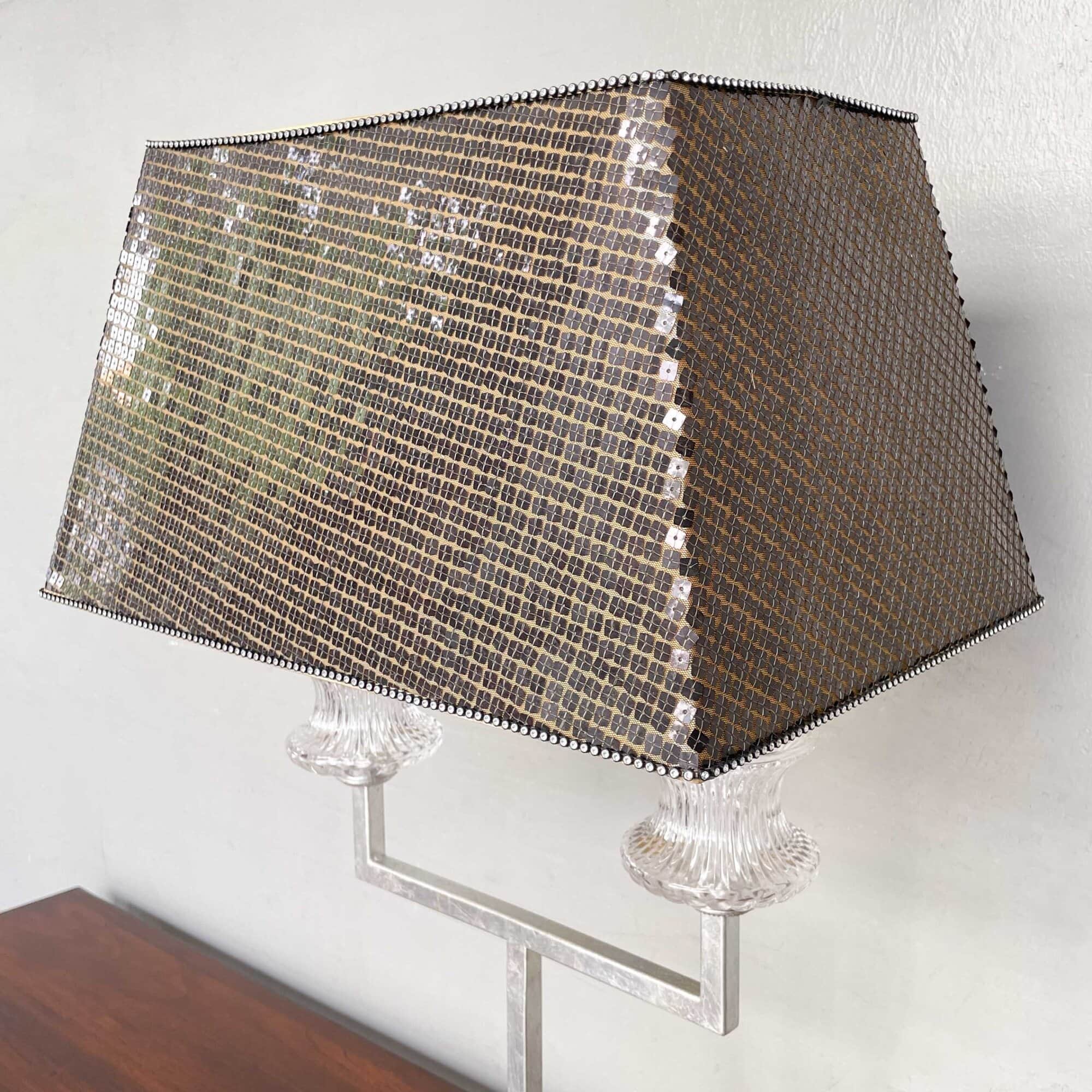 Crystal "Candelabra" Table Lamp with Sequin Shade