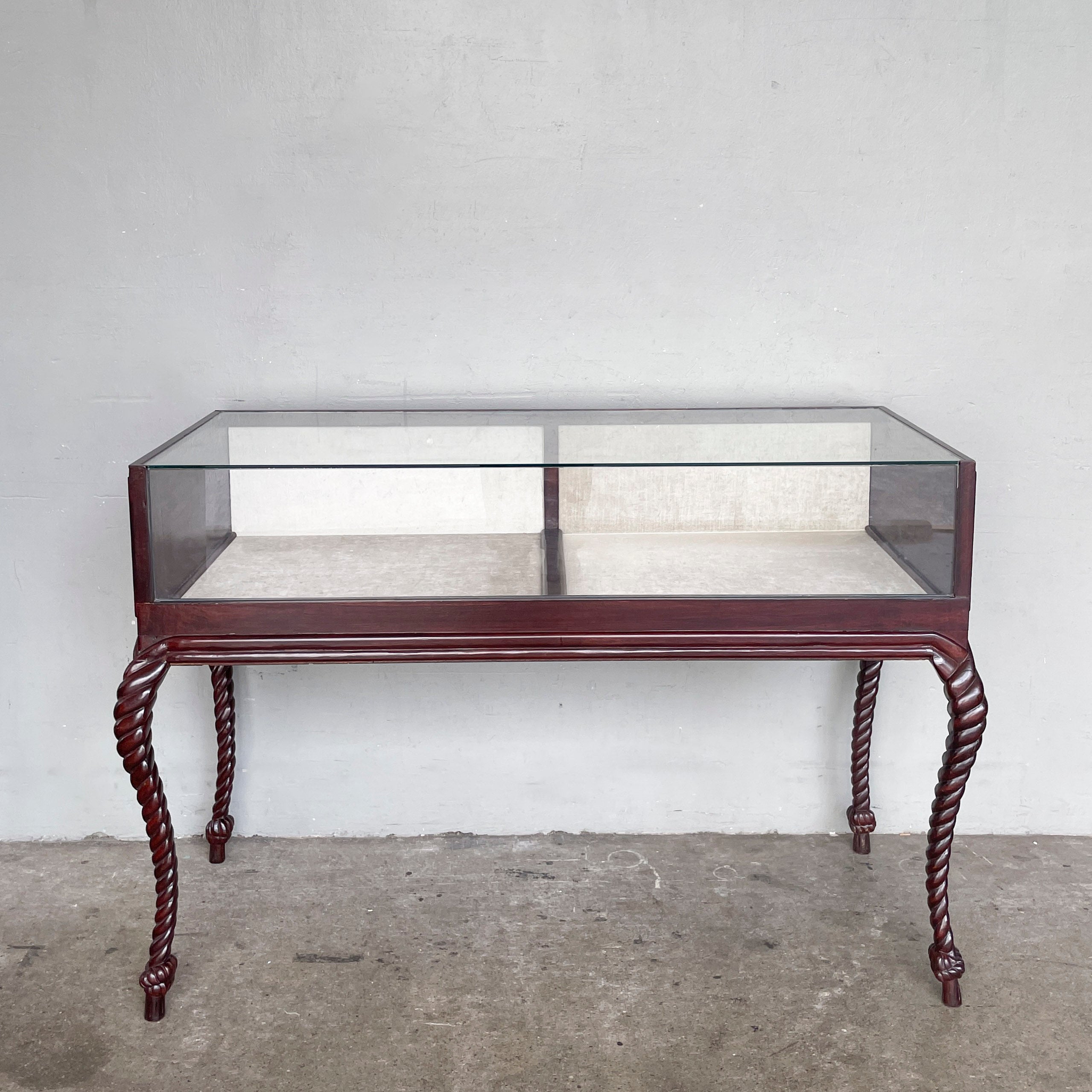 Glass Showcase Table with Barley Twist Legs