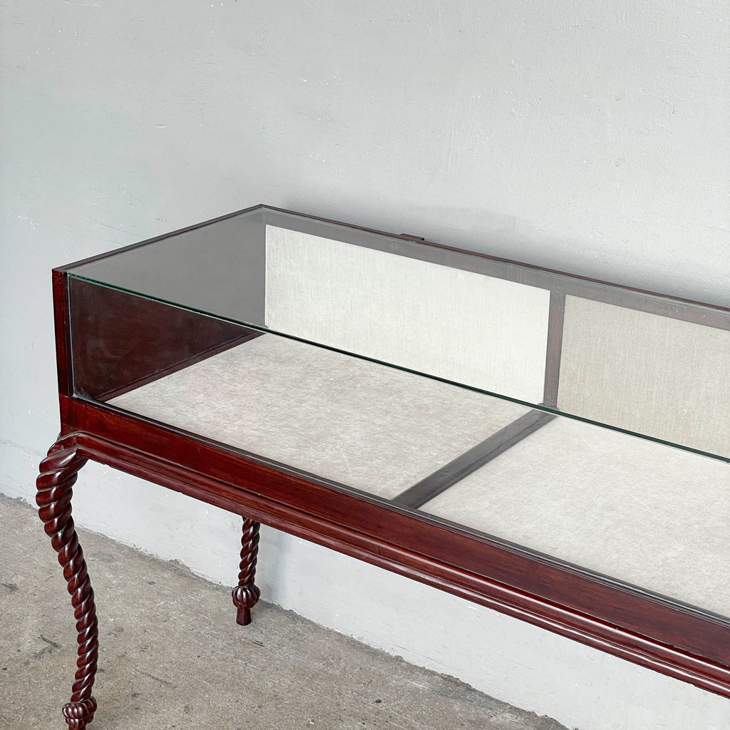 Glass Showcase Table with Barley Twist Legs