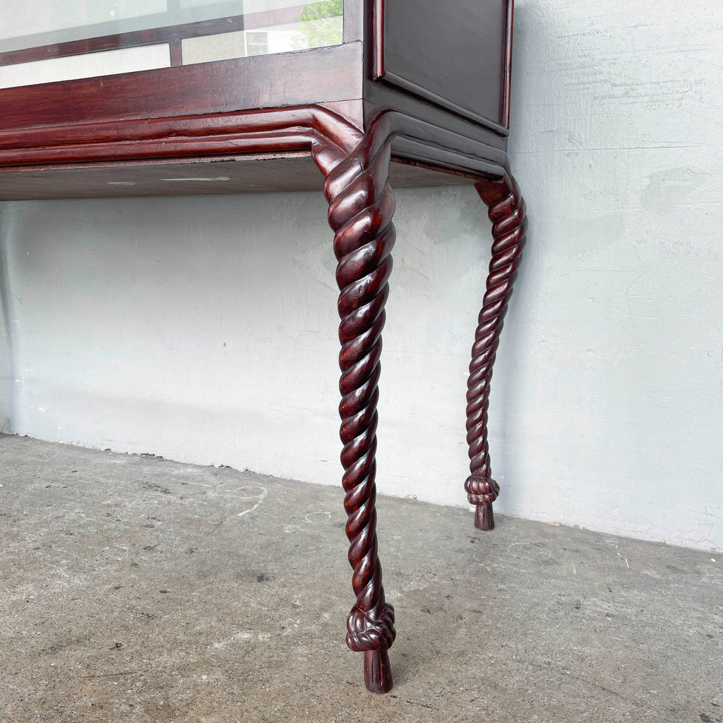 Glass Showcase Table with Barley Twist Legs