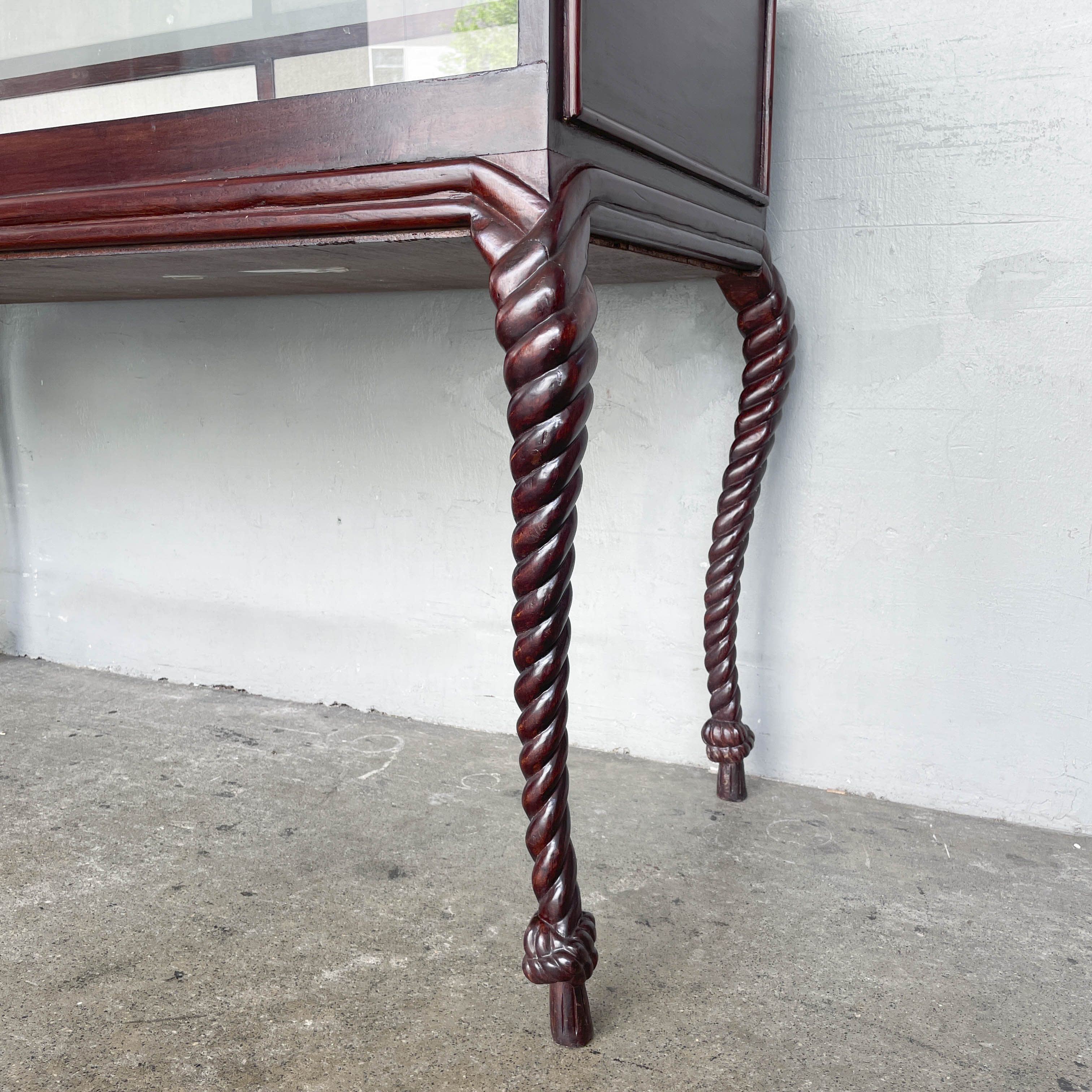 Glass Showcase Table with Barley Twist Legs