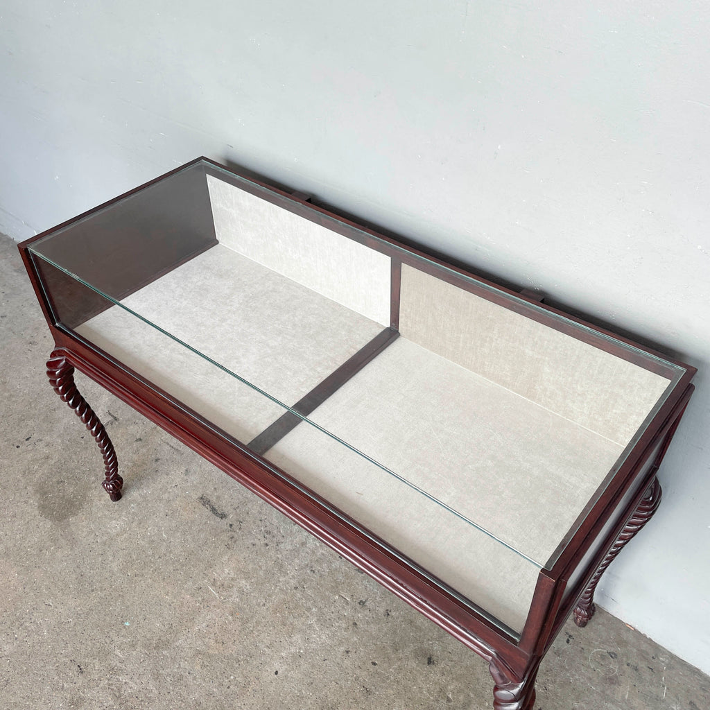 Glass Showcase Table with Barley Twist Legs