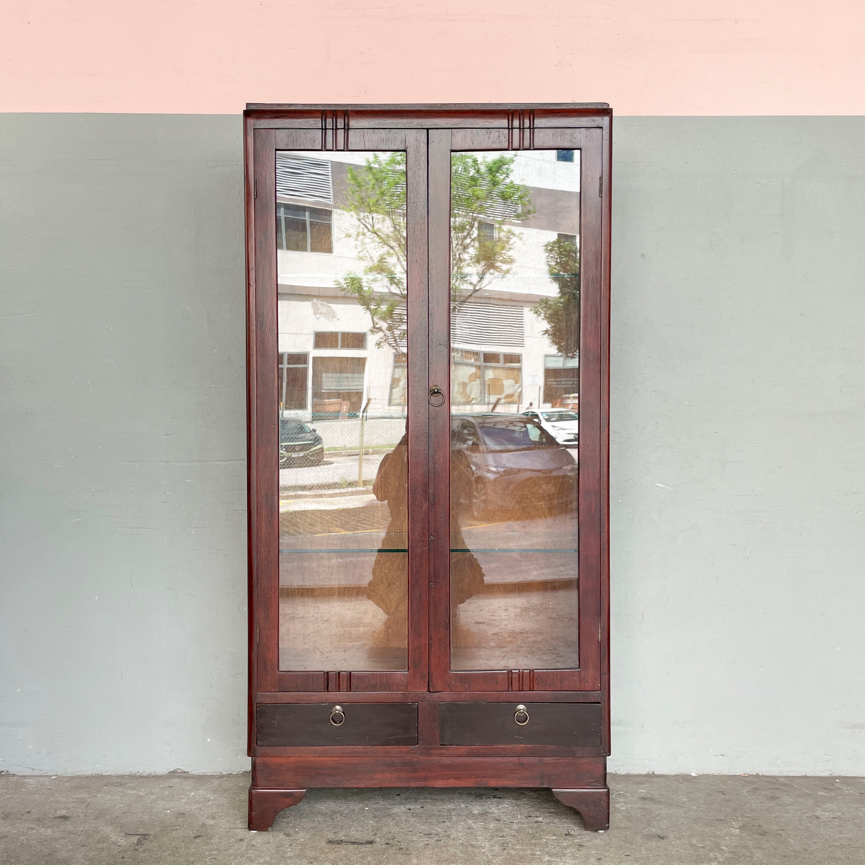 Vintage Display Cabinet with Glass Shelves