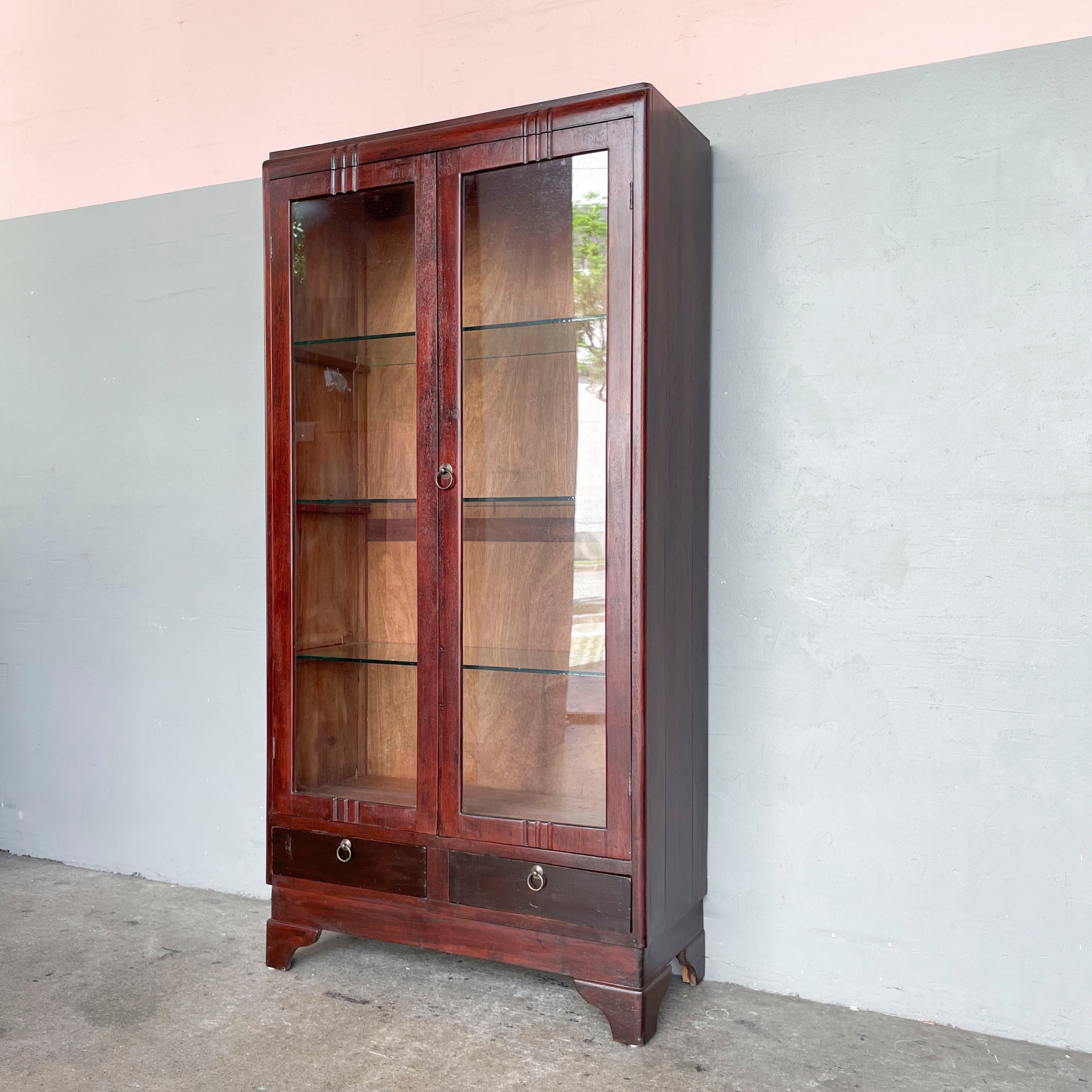 Vintage Display Cabinet with Glass Shelves