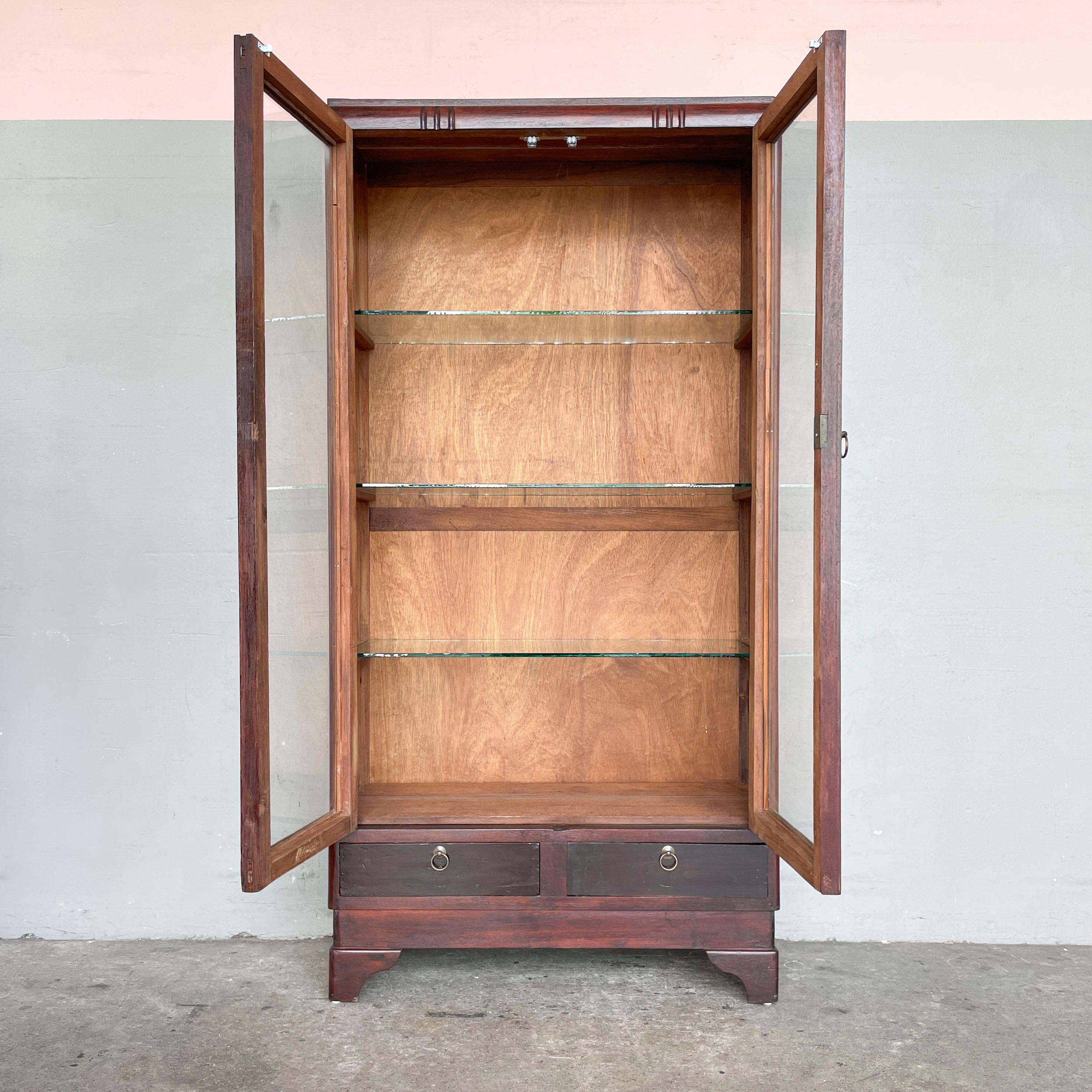 Vintage Display Cabinet with Glass Shelves