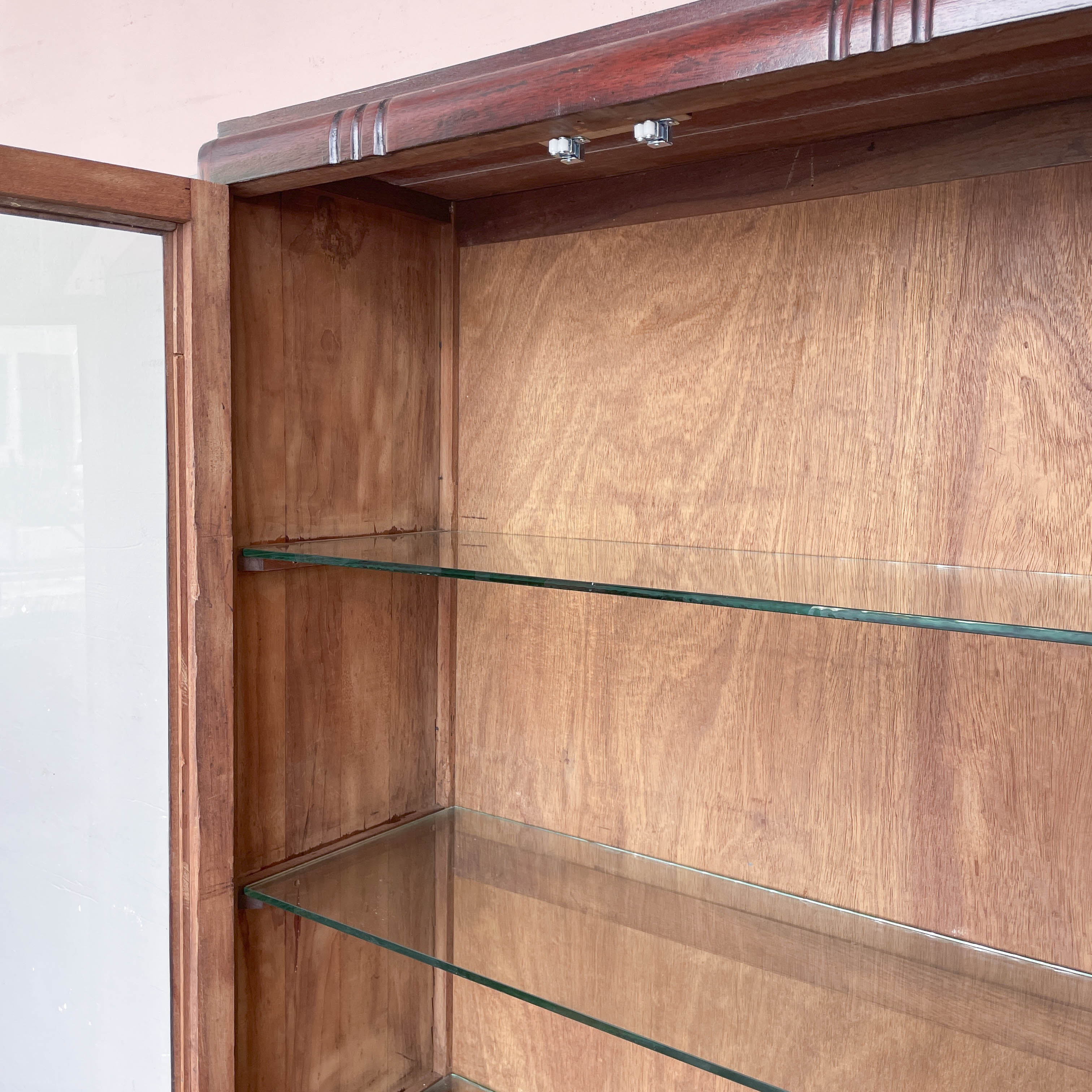 Vintage Display Cabinet with Glass Shelves