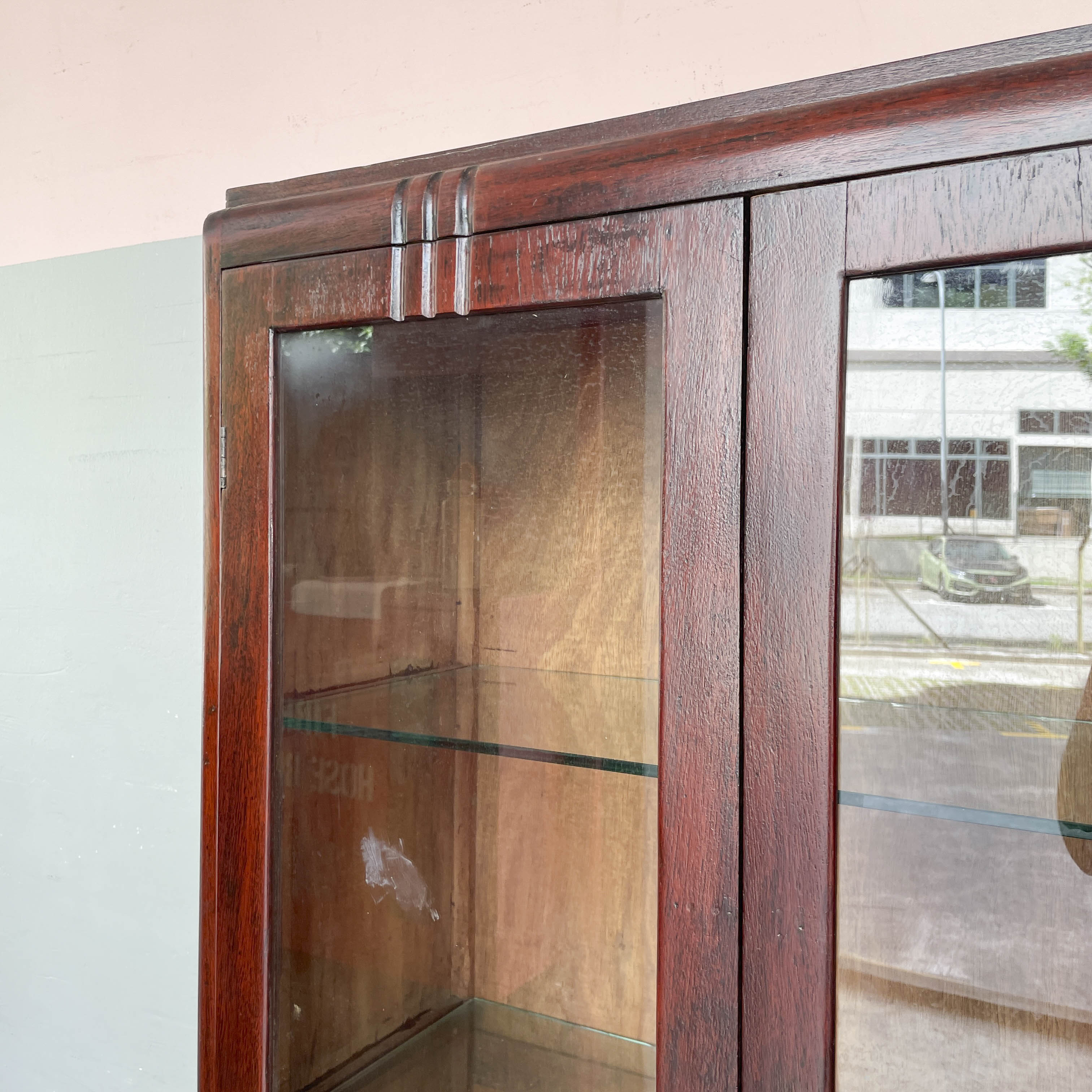 Vintage Display Cabinet with Glass Shelves