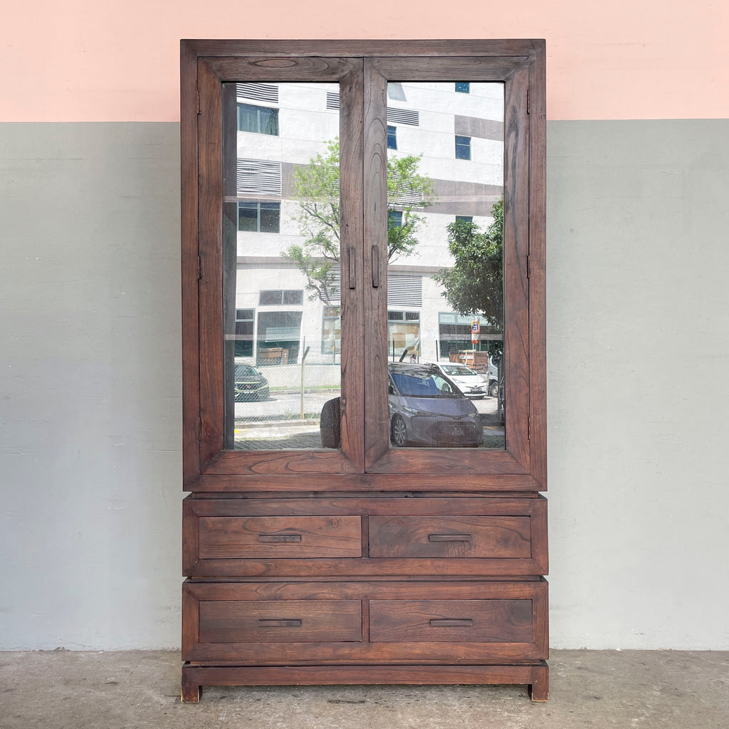 Solid Wood Cabinet with Glass Doors