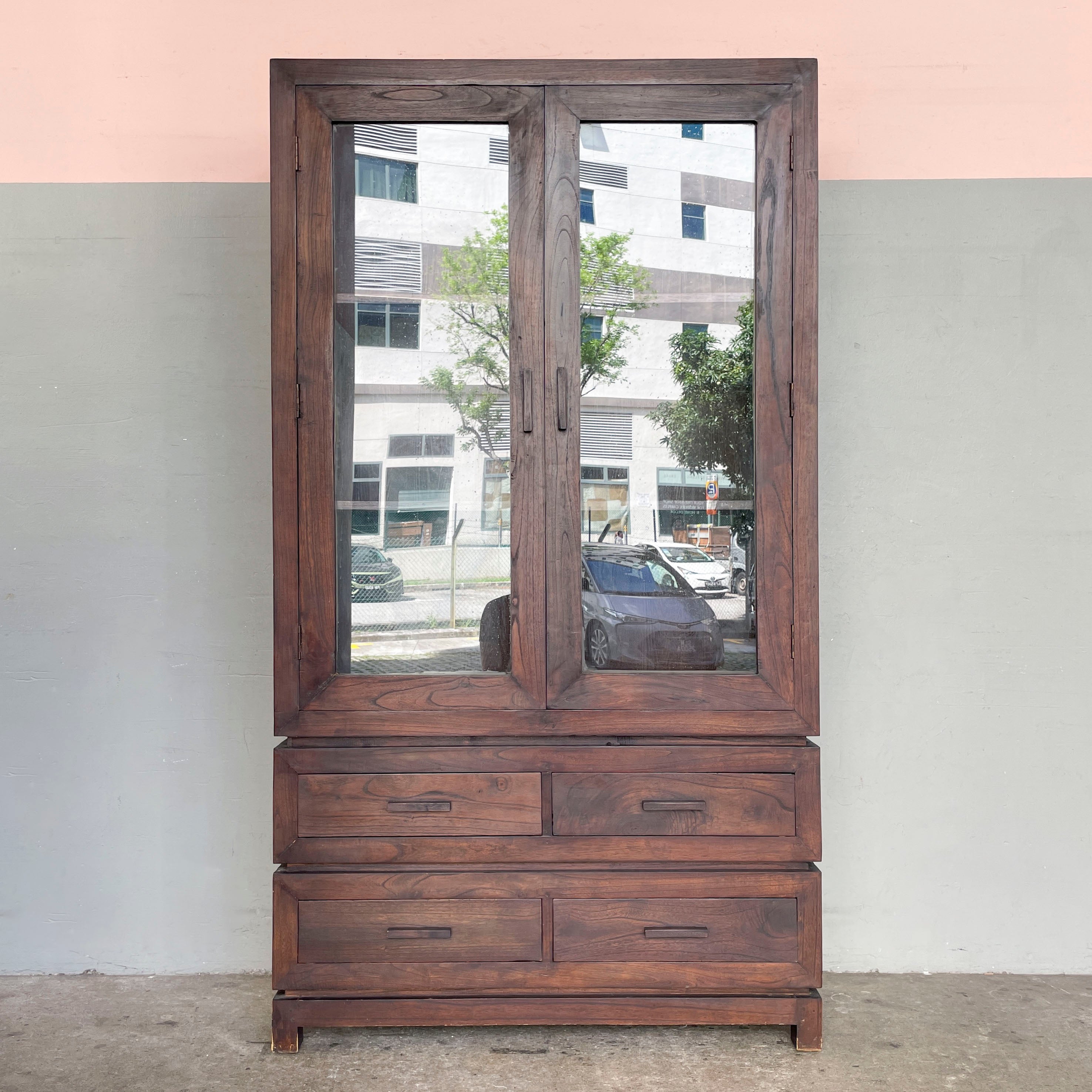 Solid Wood Cabinet with Glass Doors