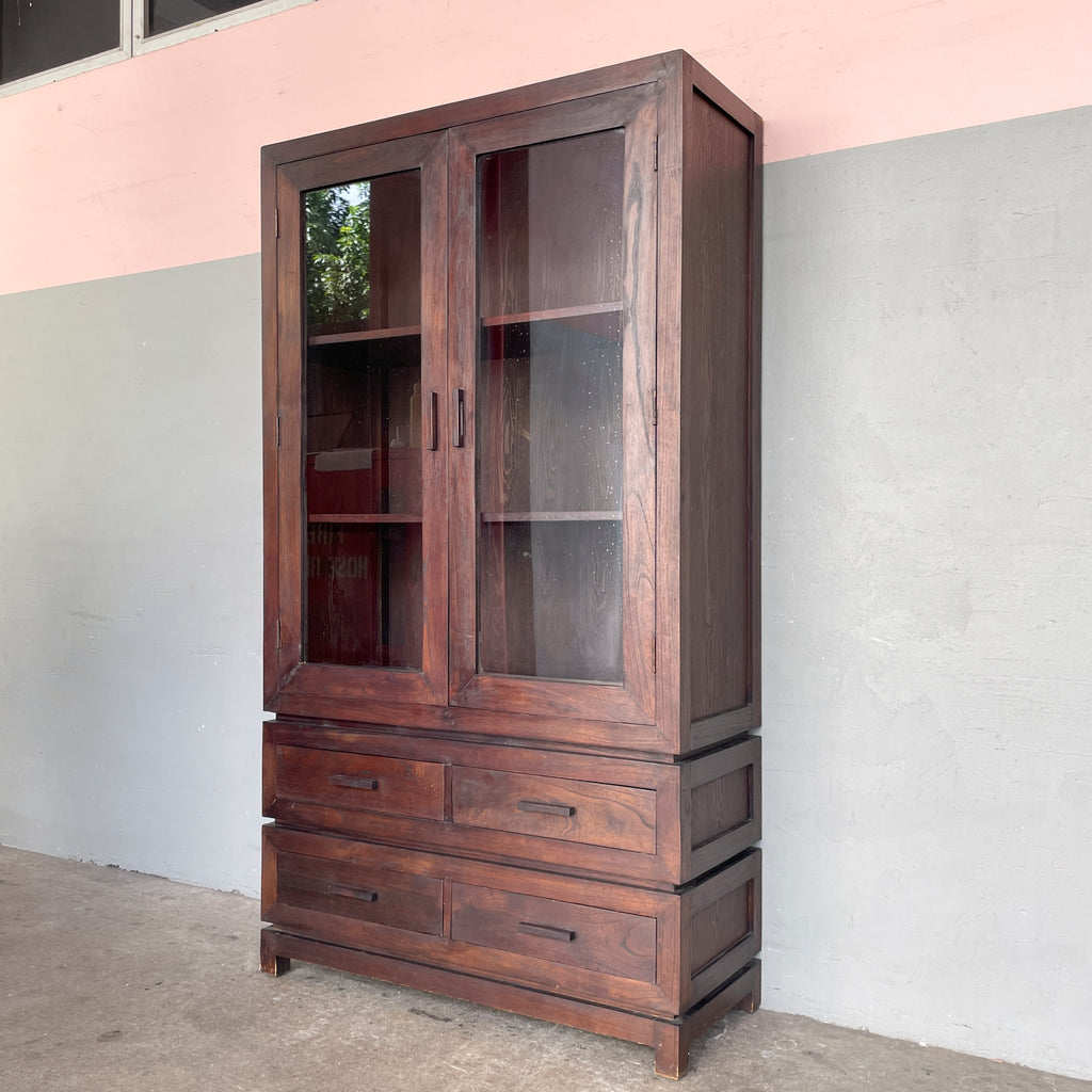 Solid Wood Cabinet with Glass Doors