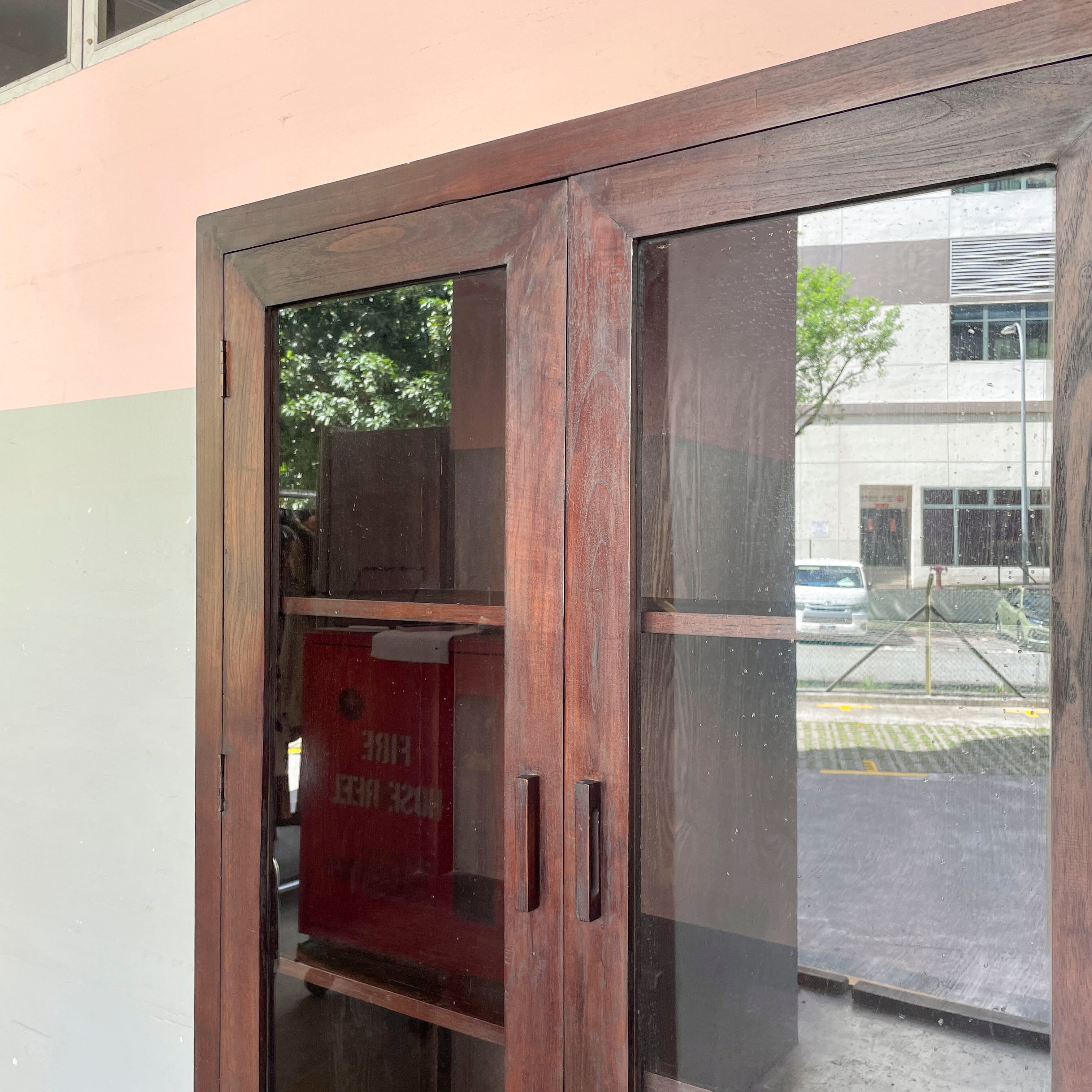 Solid Wood Cabinet with Glass Doors