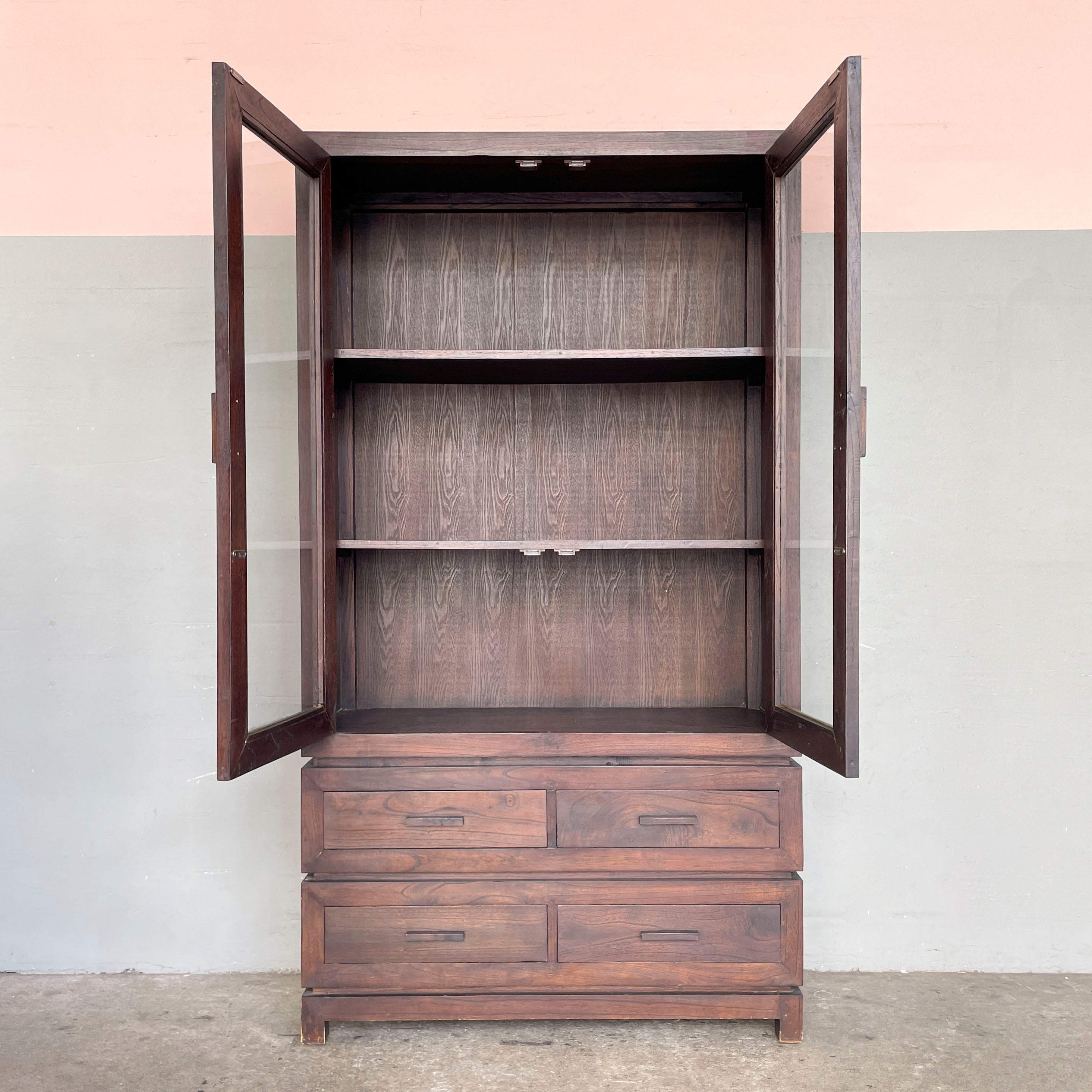 Solid Wood Cabinet with Glass Doors