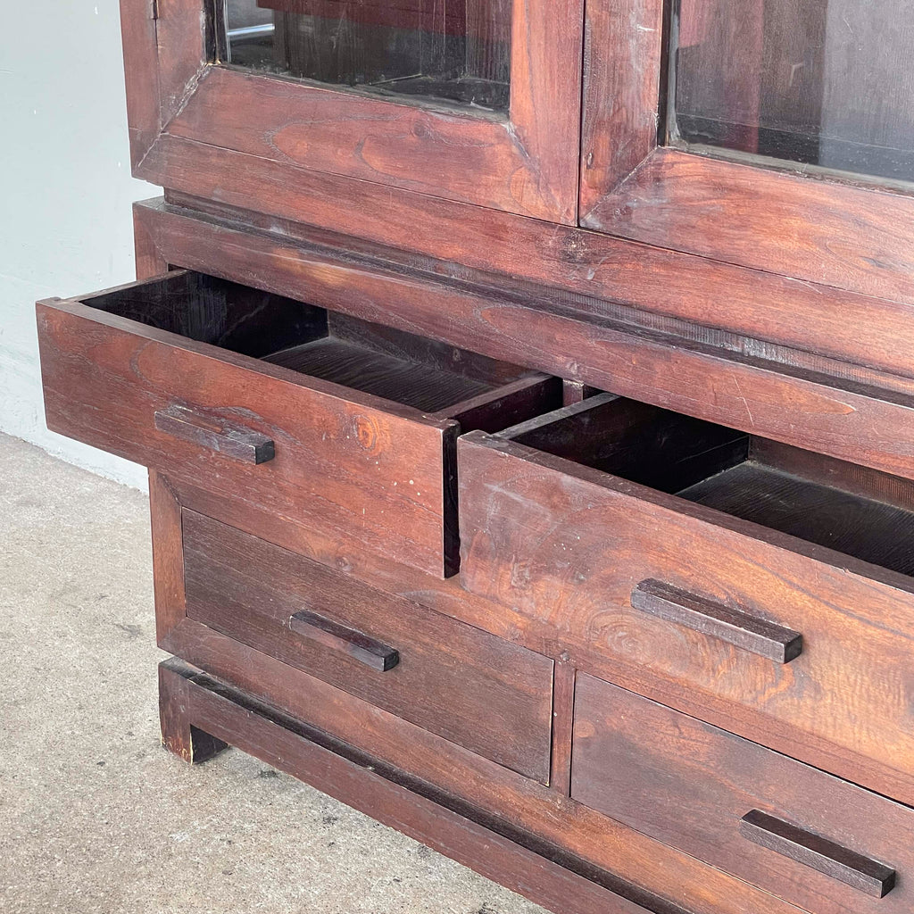 Solid Wood Cabinet with Glass Doors
