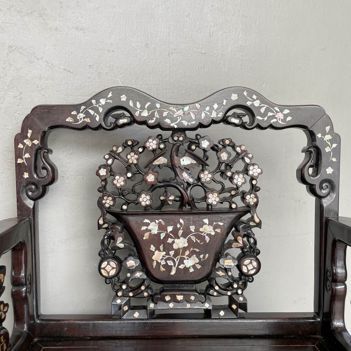 Chinese Blackwood Mother-of-Pearl Armchair Set
