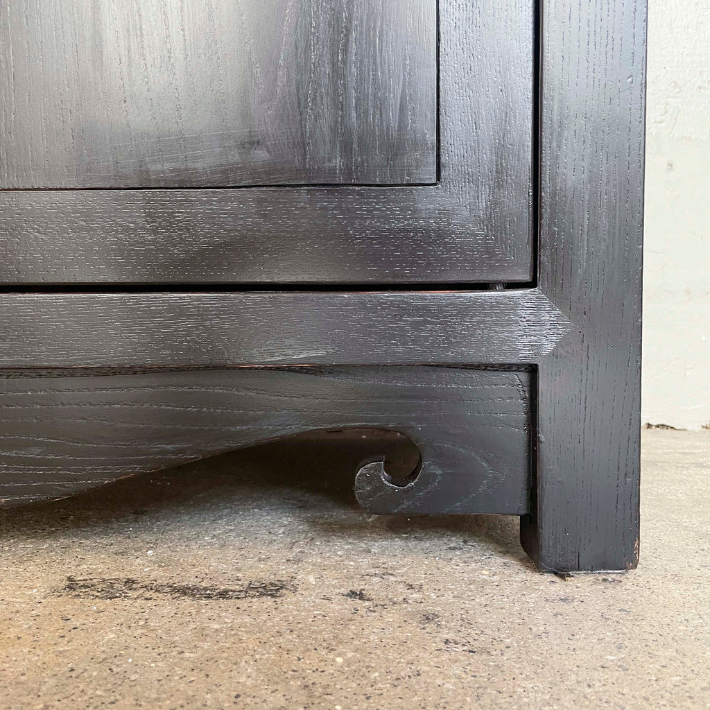 Elm Cabinet with Red Floral Handles