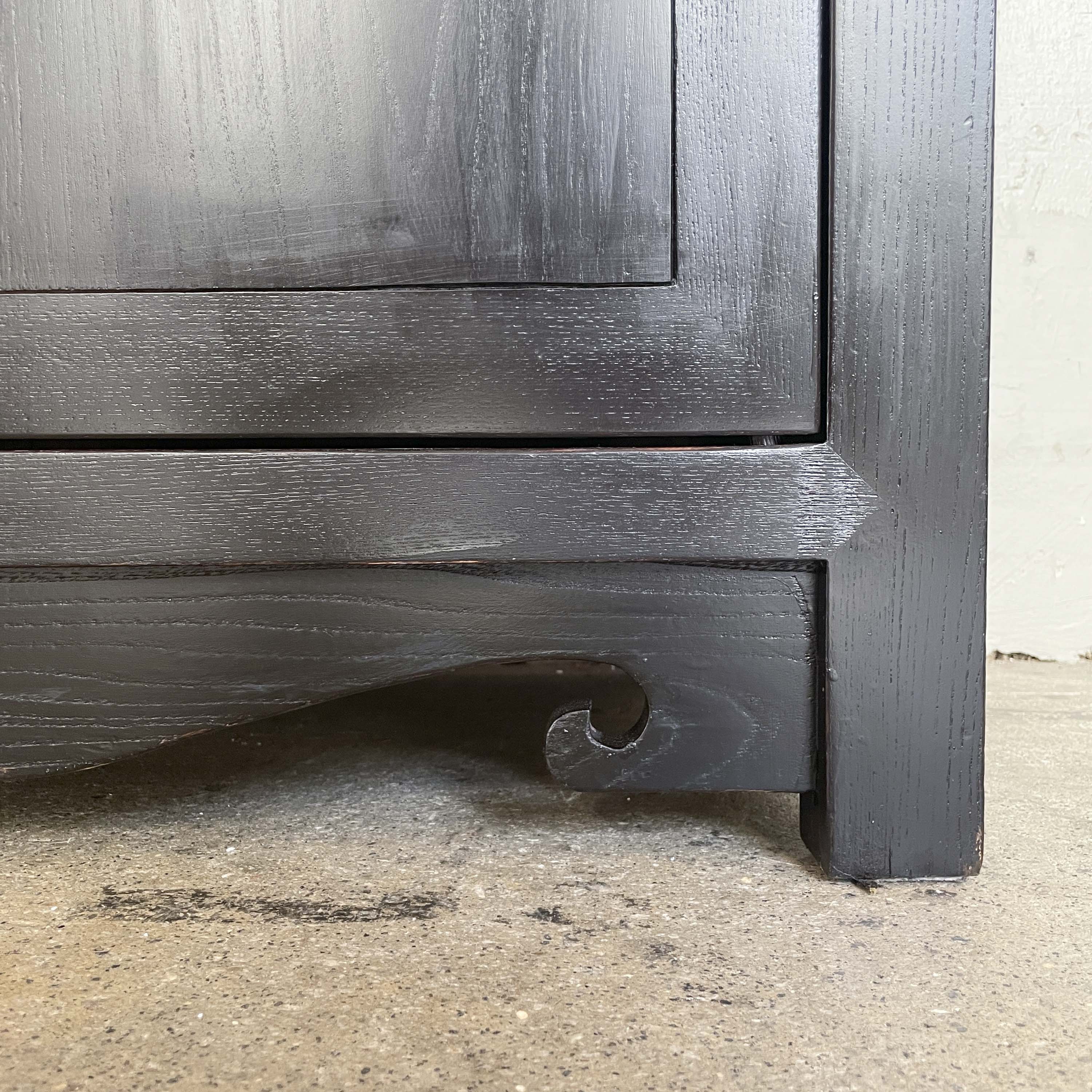 Elm Cabinet with Red Floral Handles