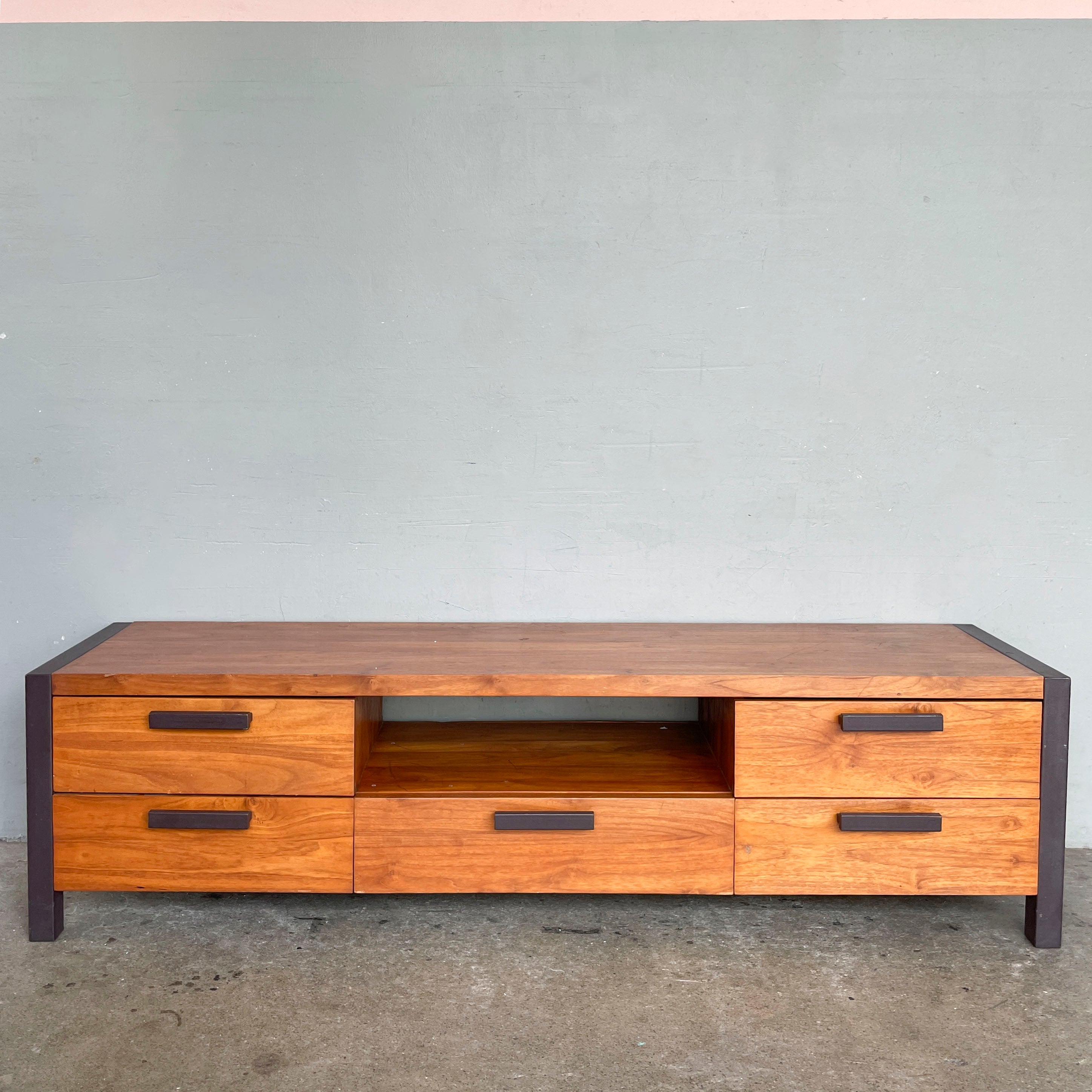 Teak TV Console with Steel Frame