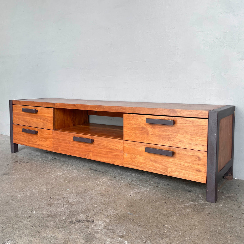 Teak TV Console with Steel Frame