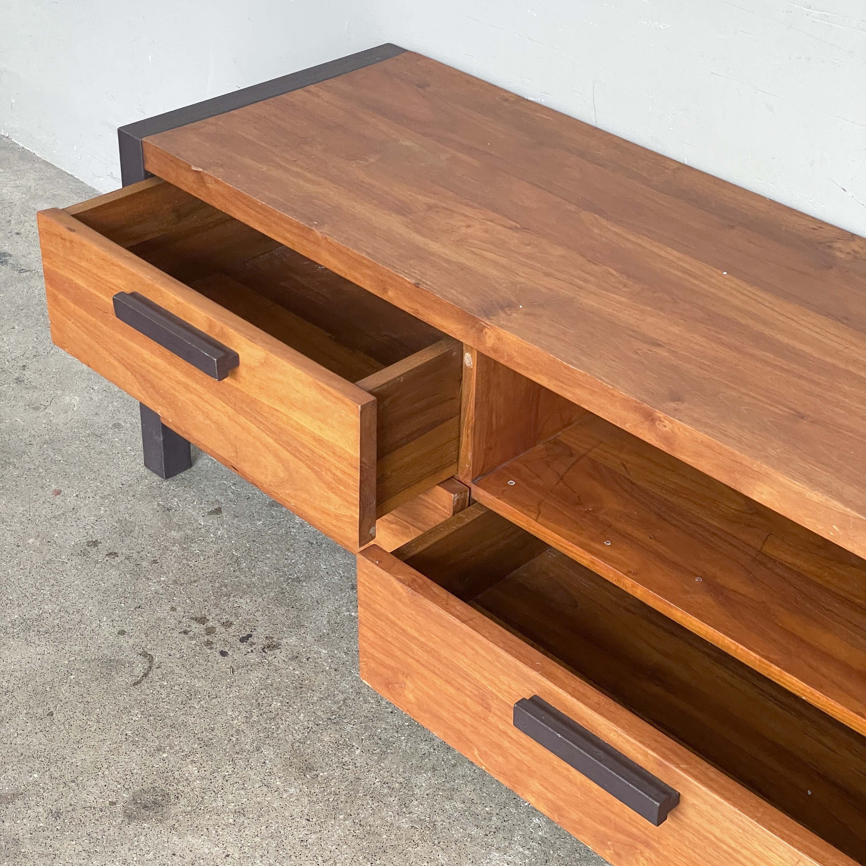 Teak TV Console with Steel Frame