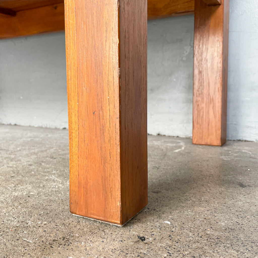 Teak Coffee Table with Decorative Tile Inlays