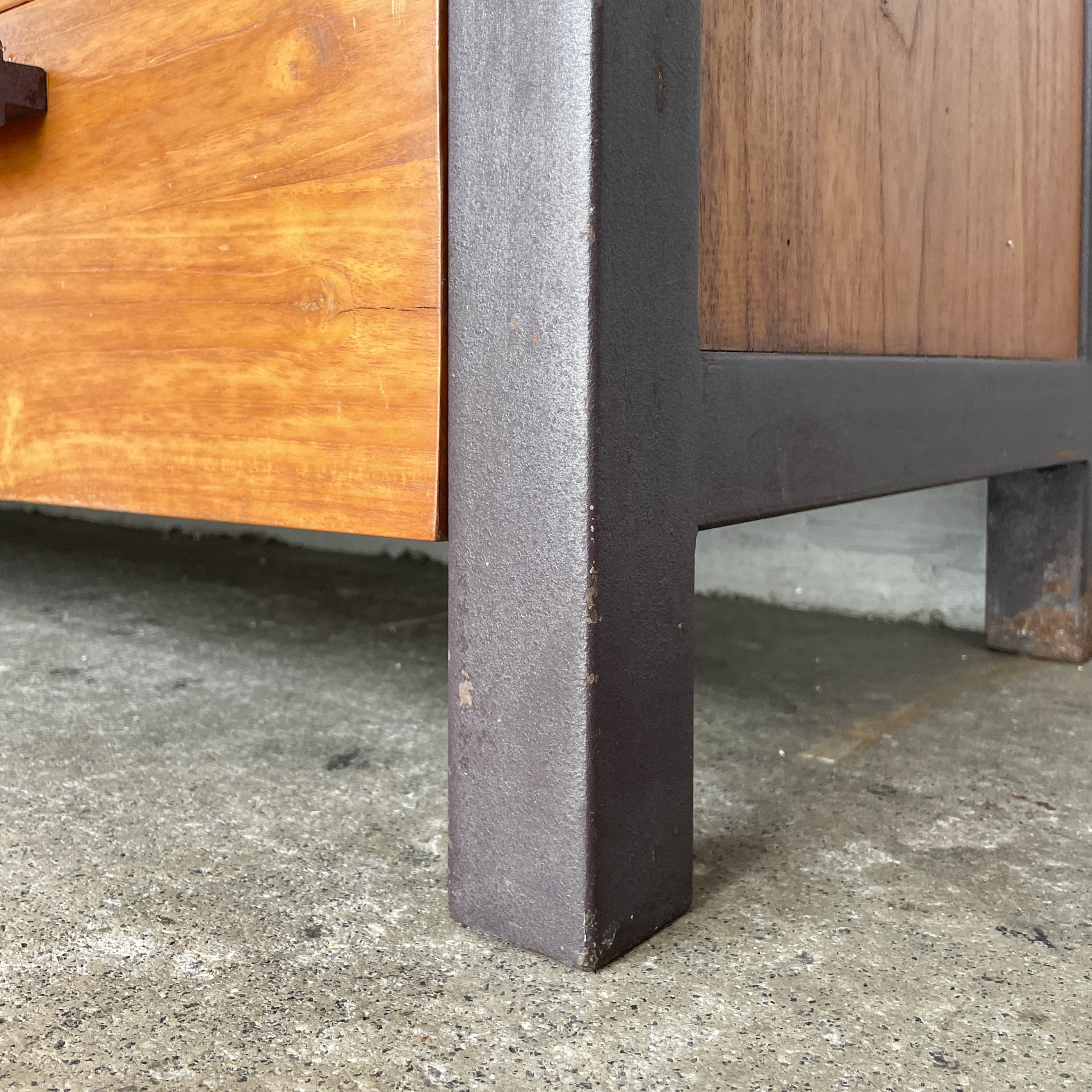 Teak TV Console with Steel Frame