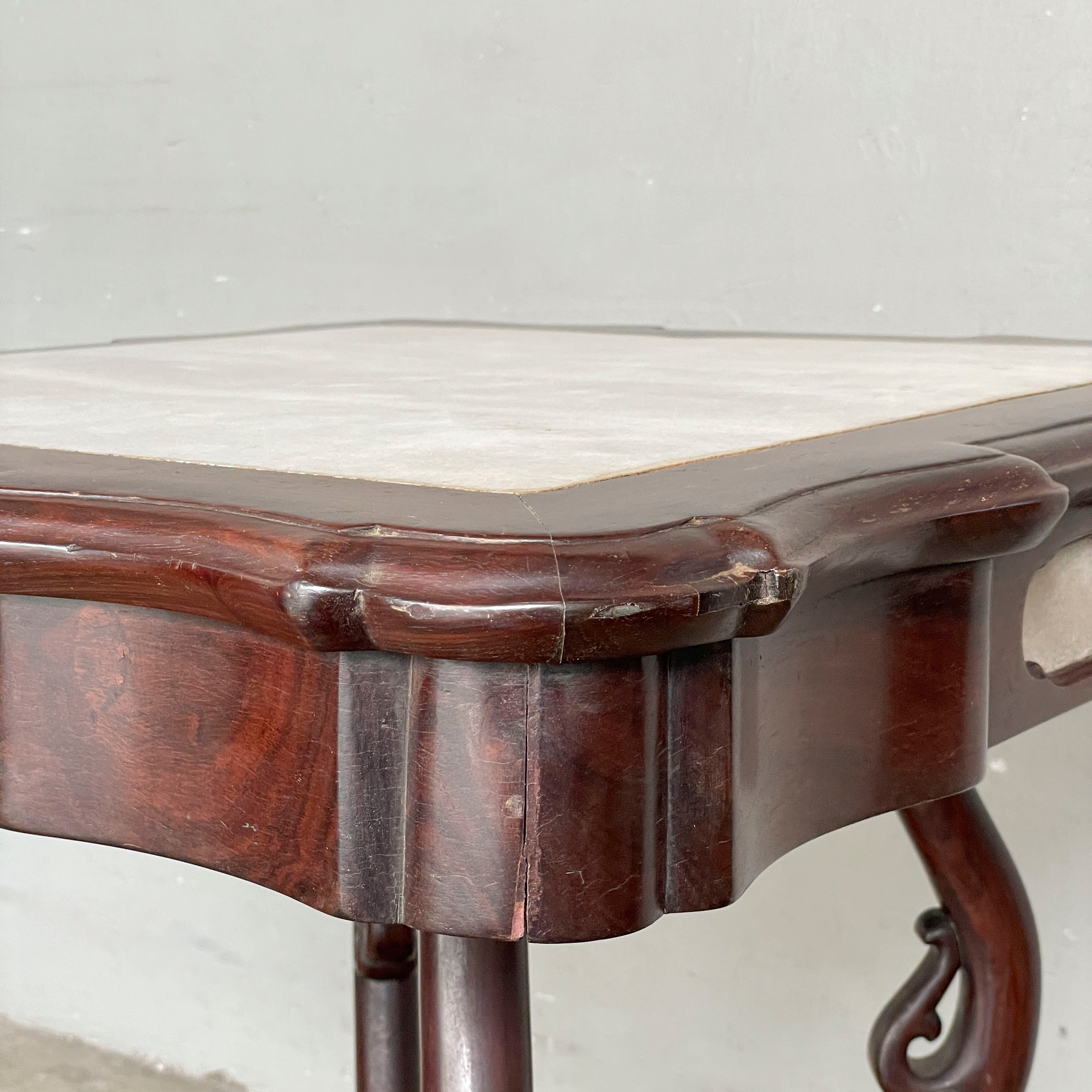 Chinese Blackwood Marble Table with Stools Set