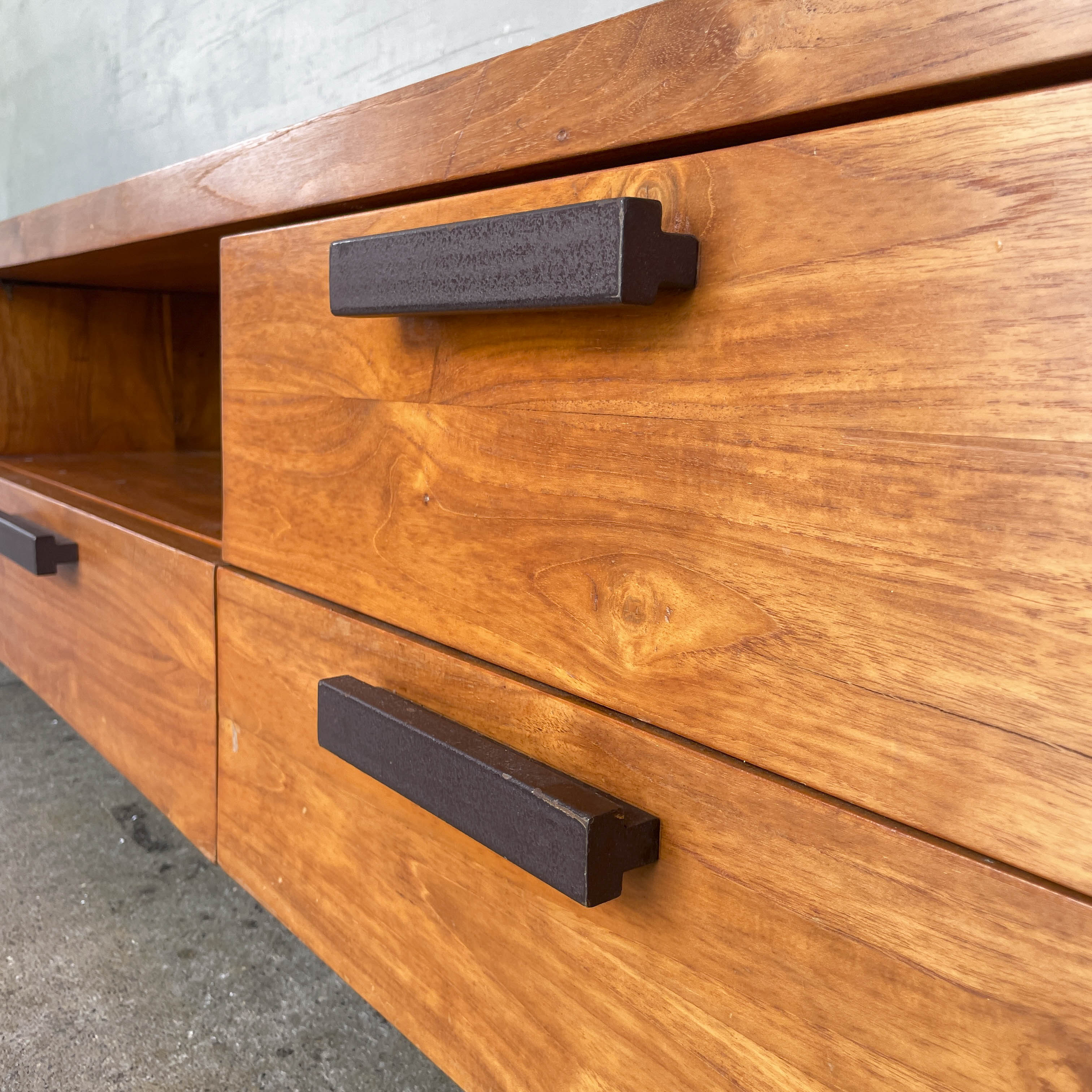 Teak TV Console with Steel Frame