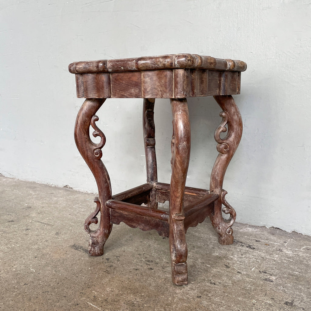 Chinese Blackwood Marble Table with Stools Set
